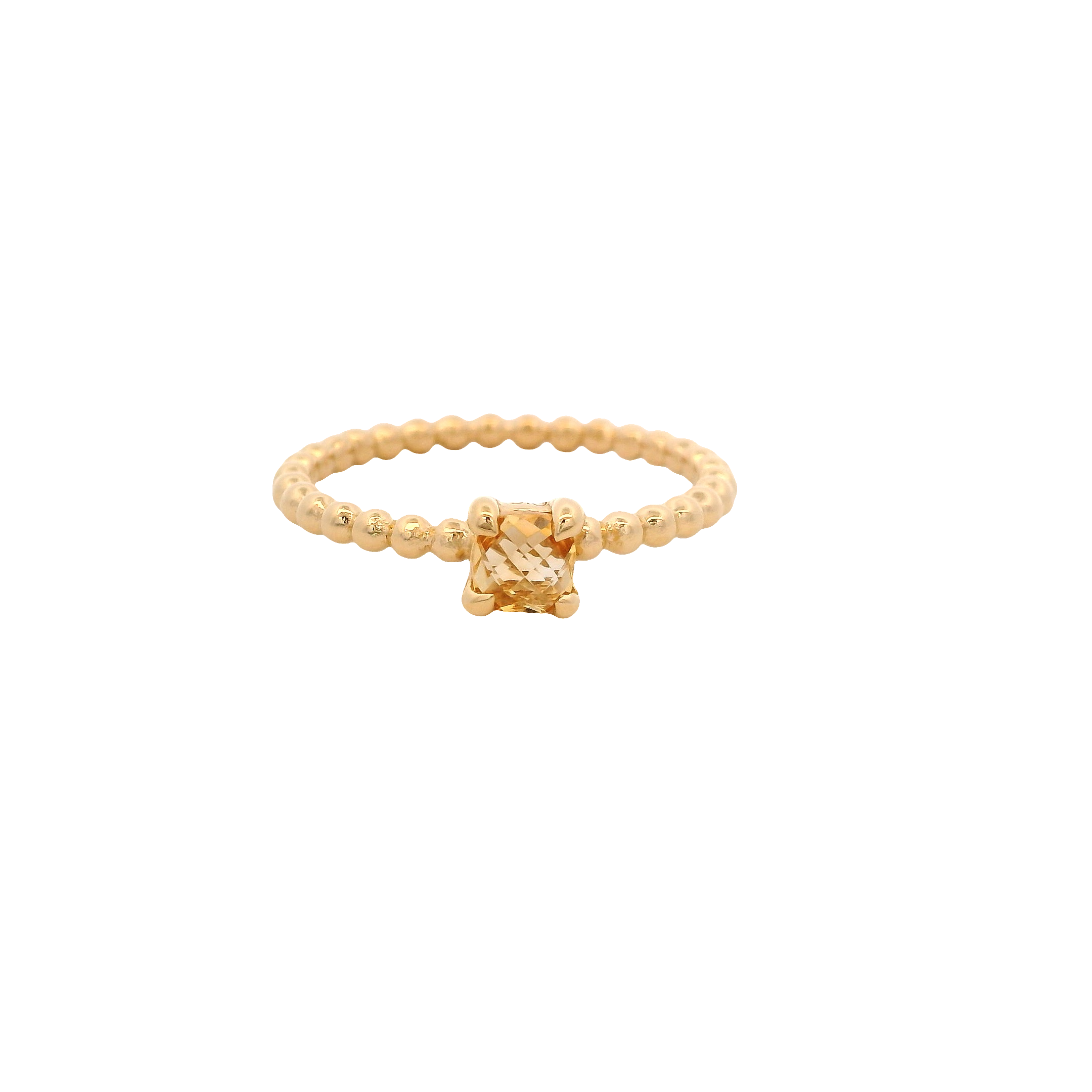 925YG BEANDS CITRINE SOLITARY RING T6.5