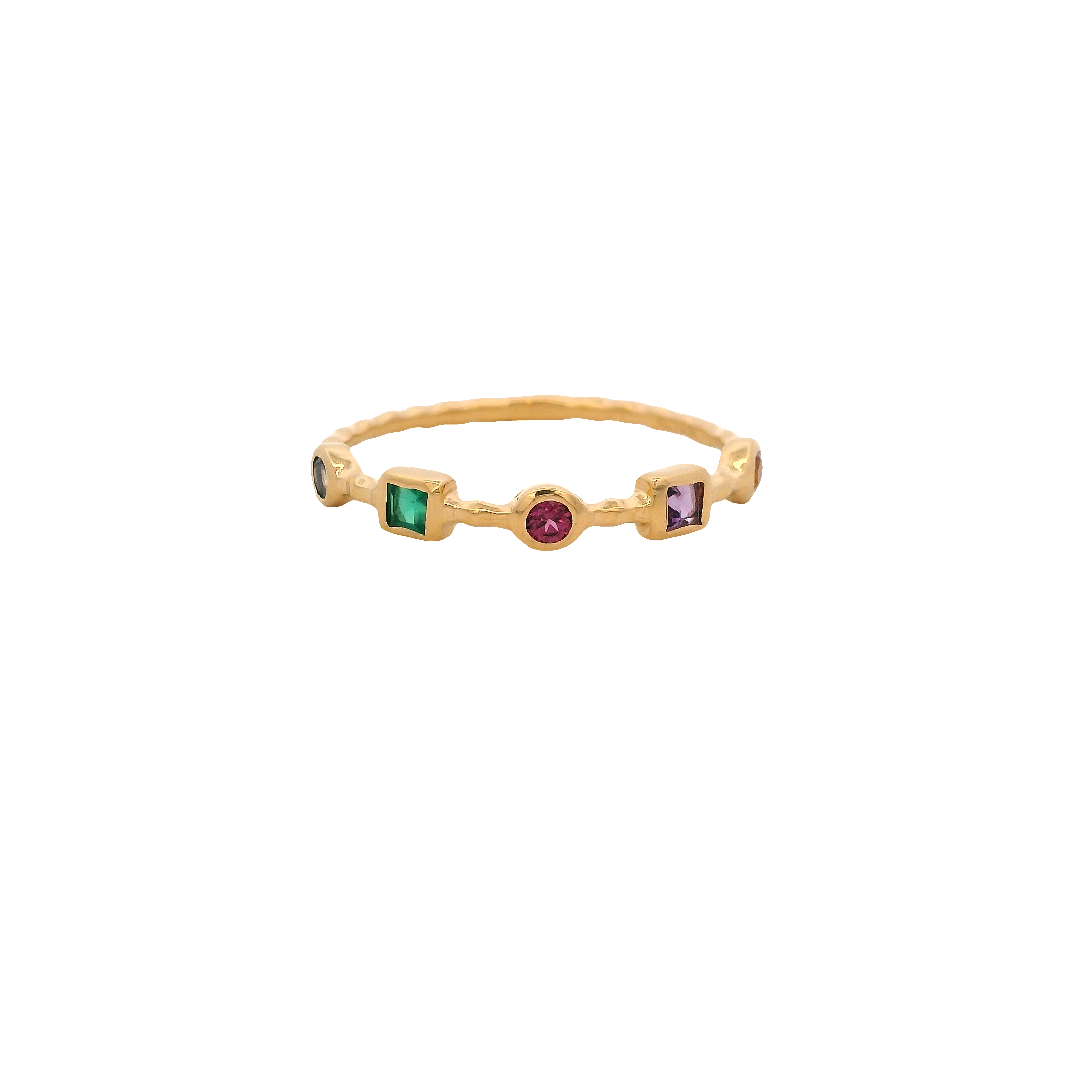 925YG MULTI SHAPE BEZEL MULTI STONE RING T6.5