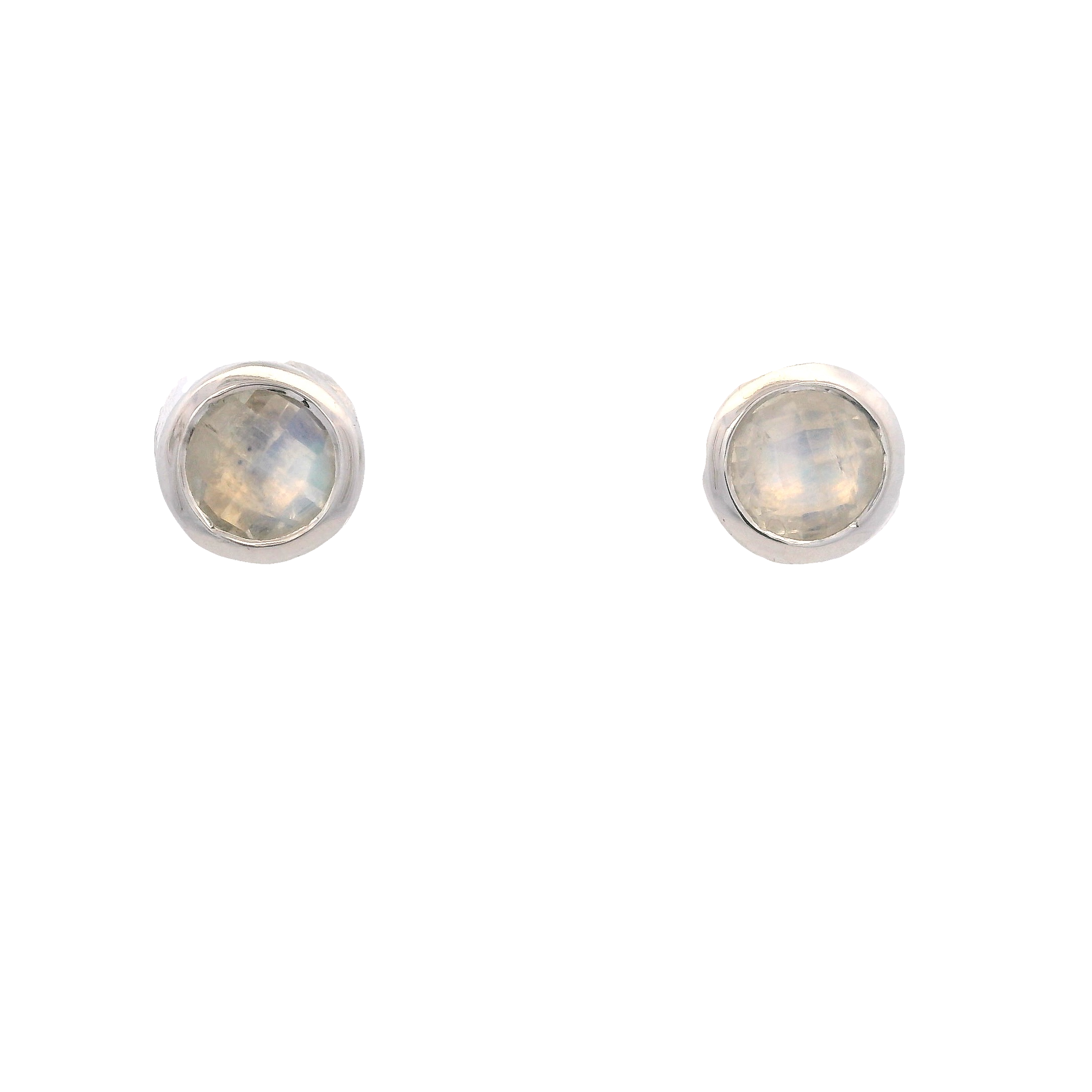 925SL BEZEL MOOSTONE SOLITARY EARRINGS