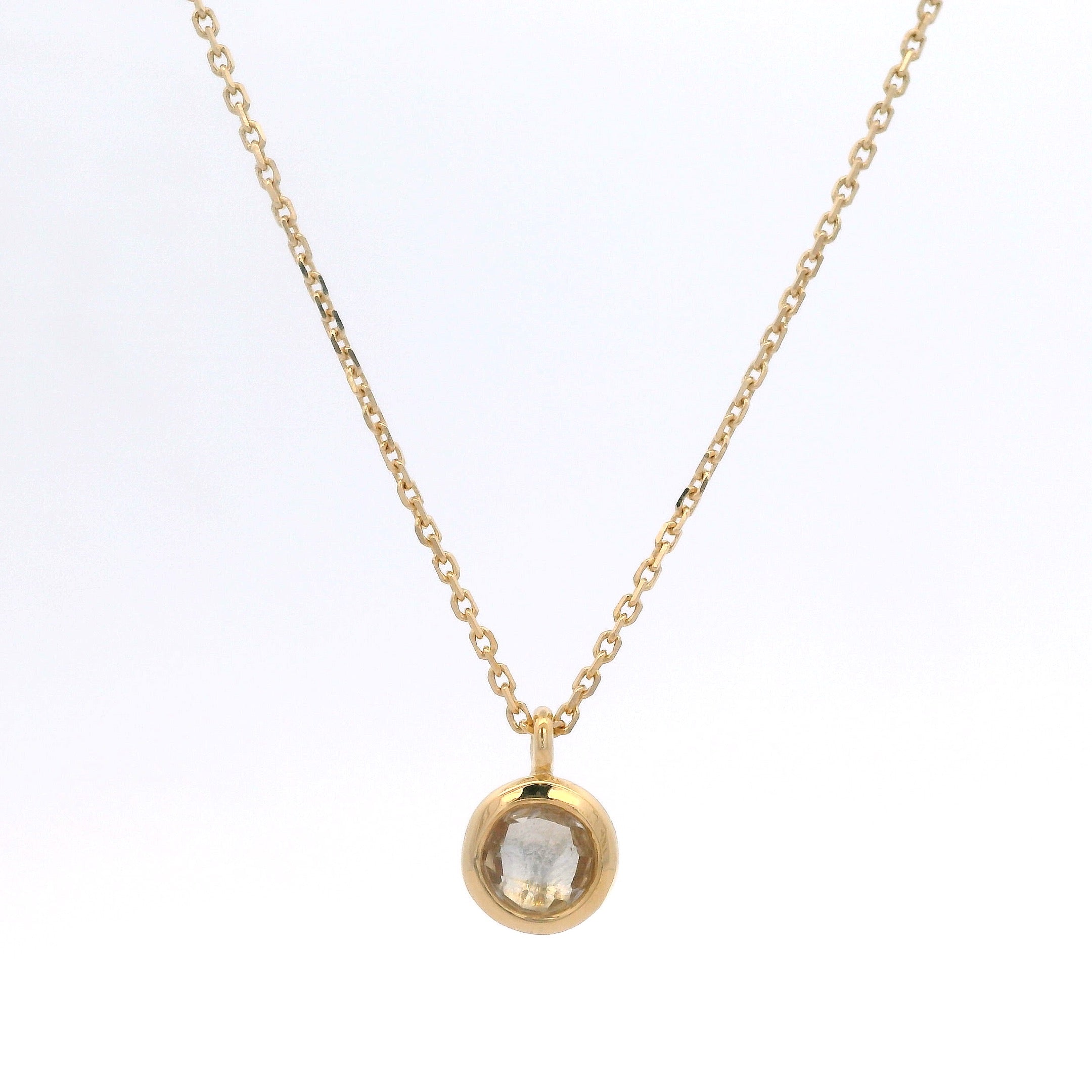 925YG BEZEL ROCK CRYSTAL SOLITARY NECKLACE