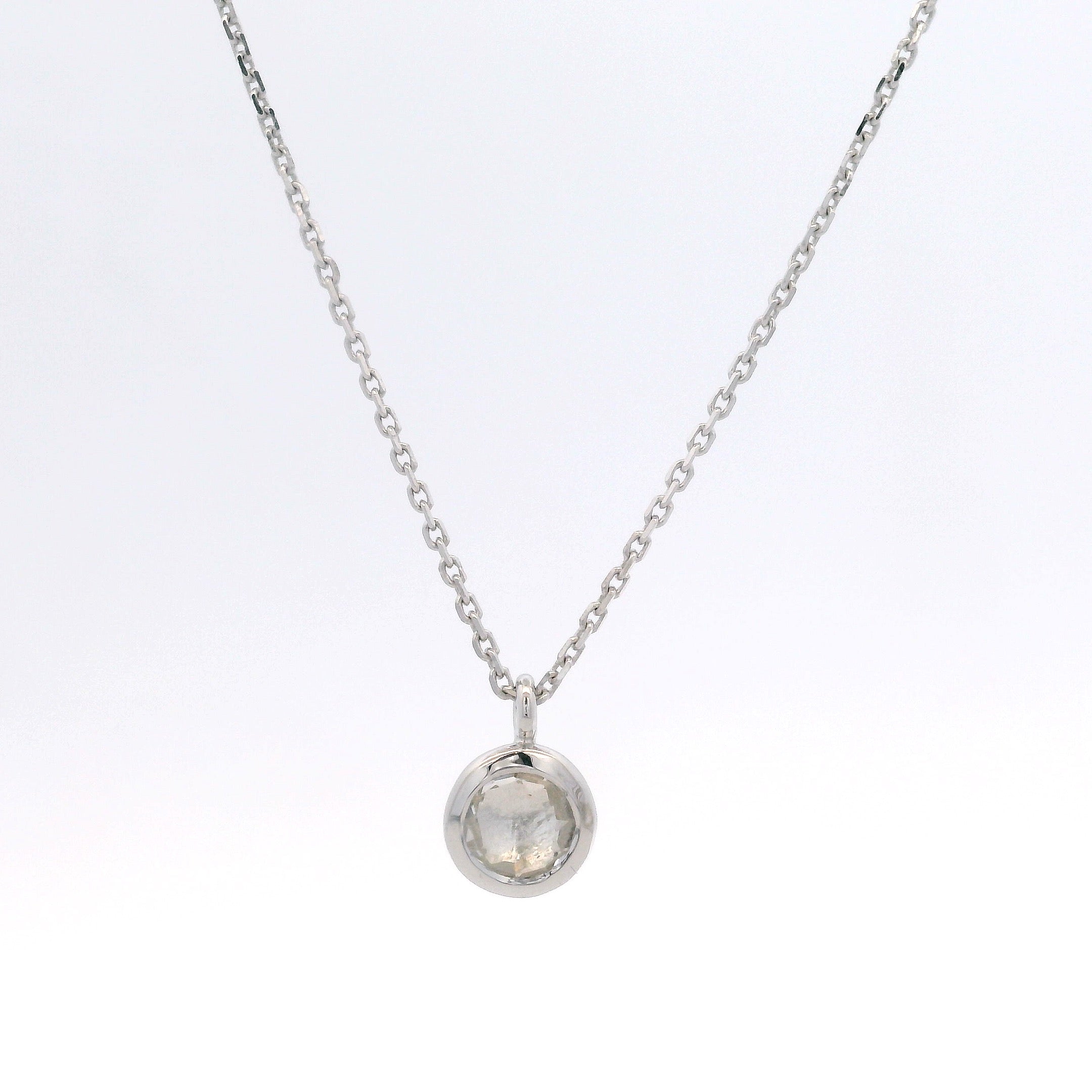 925SL BEZEL ROCK CRYSTAL SOLITARY NECKLACE