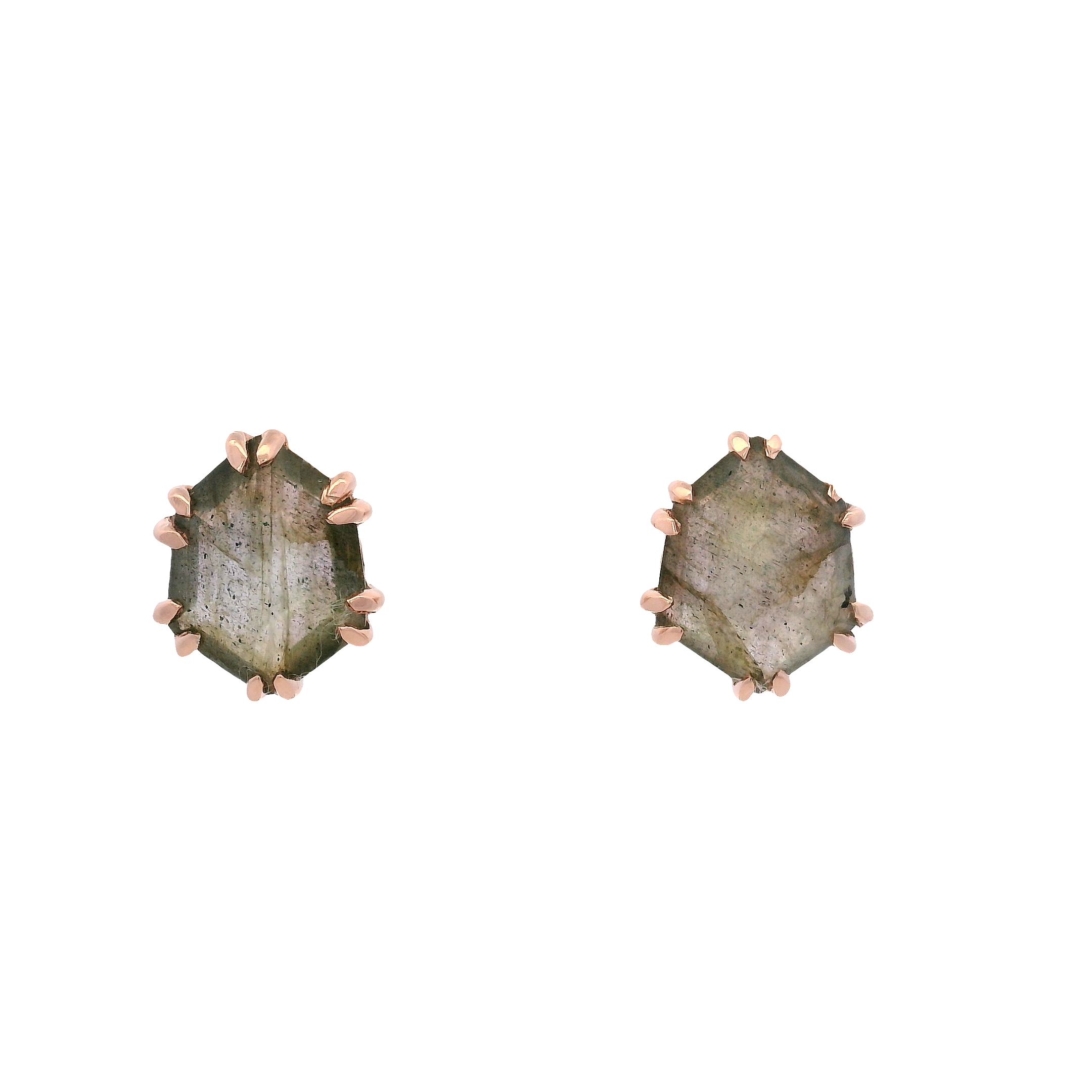 925RG HEXAGONAL LABRADORITE EARRINGS