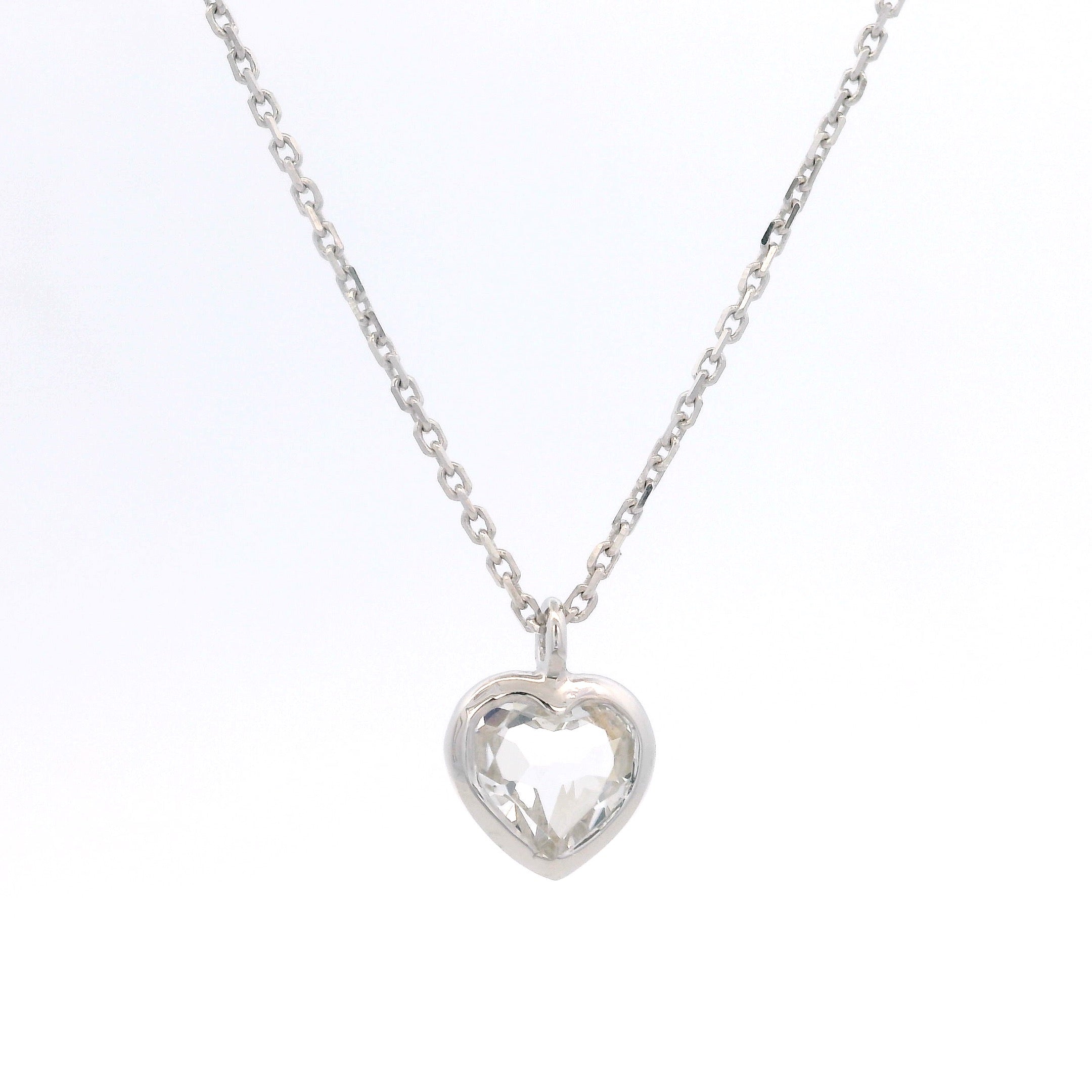 925SL HEART BEZEL ROCK CRYSTAL NECKLACE