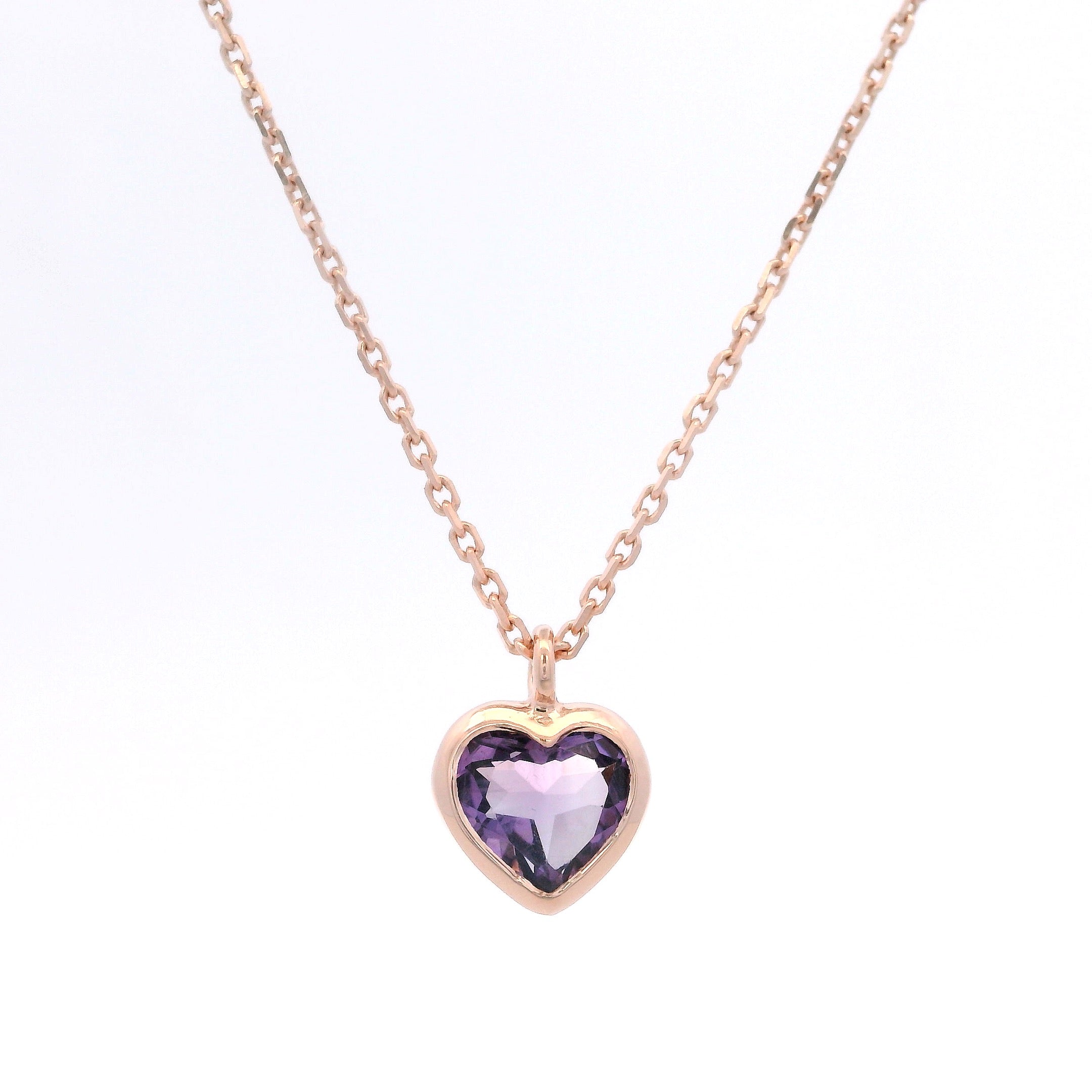925RG HEART BEZEL AMETHYST NECKLACE