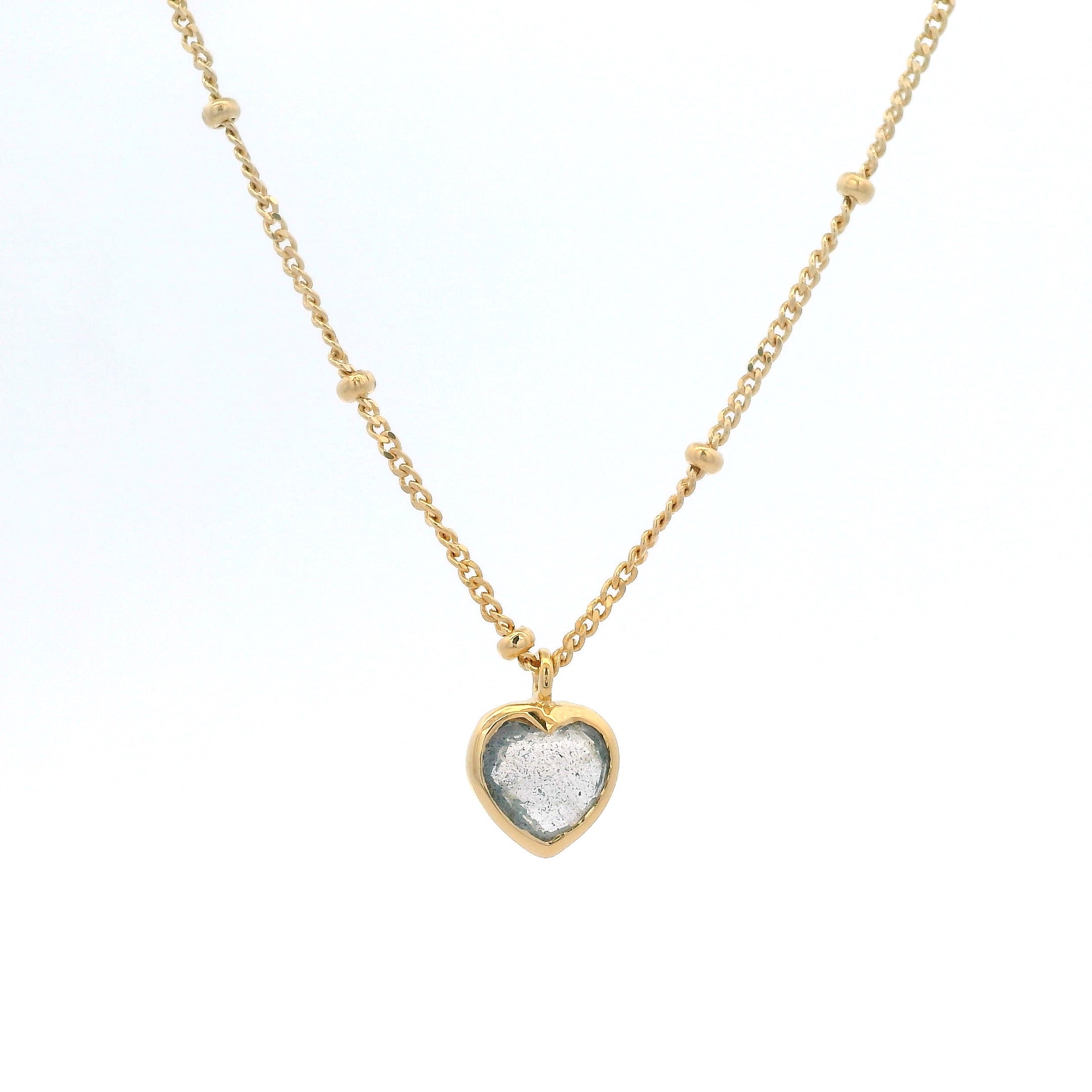925YG HEART BEZEL LABRADORITE NECKLACE