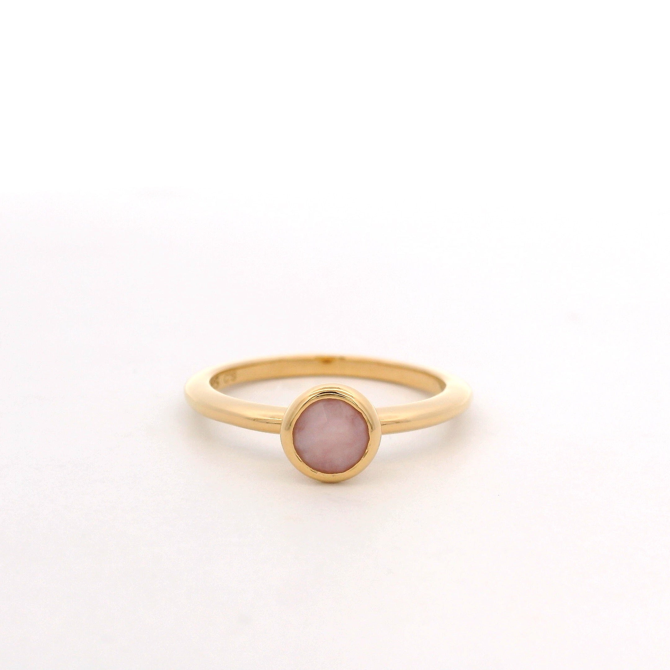 925YG BEZEL OPAL PINK SOLITARY RING T6.5