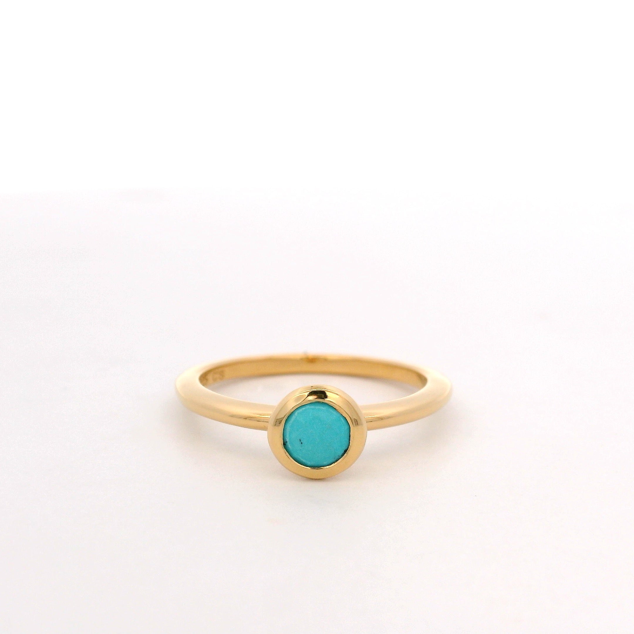 925YG BEZEL TURQUOISE SYN SOLITARY RING T6.5