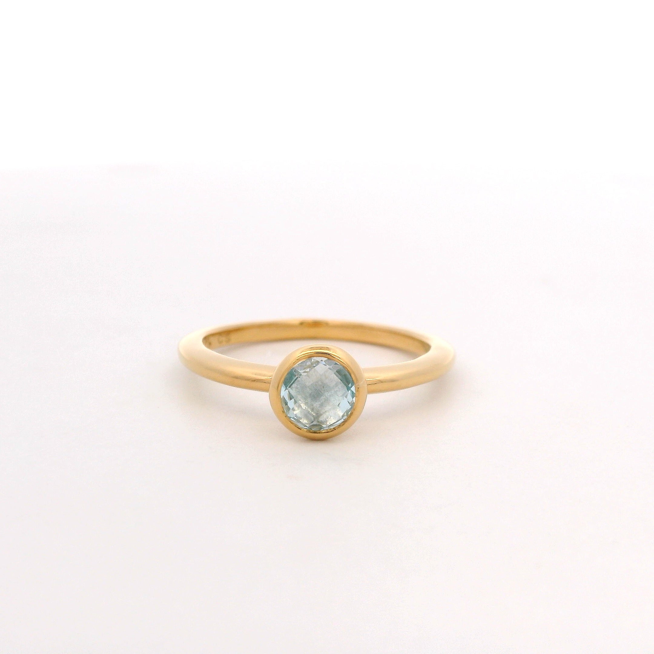 925YG BEZEL TOPAZ BLUE SOLITARY RING T6.5