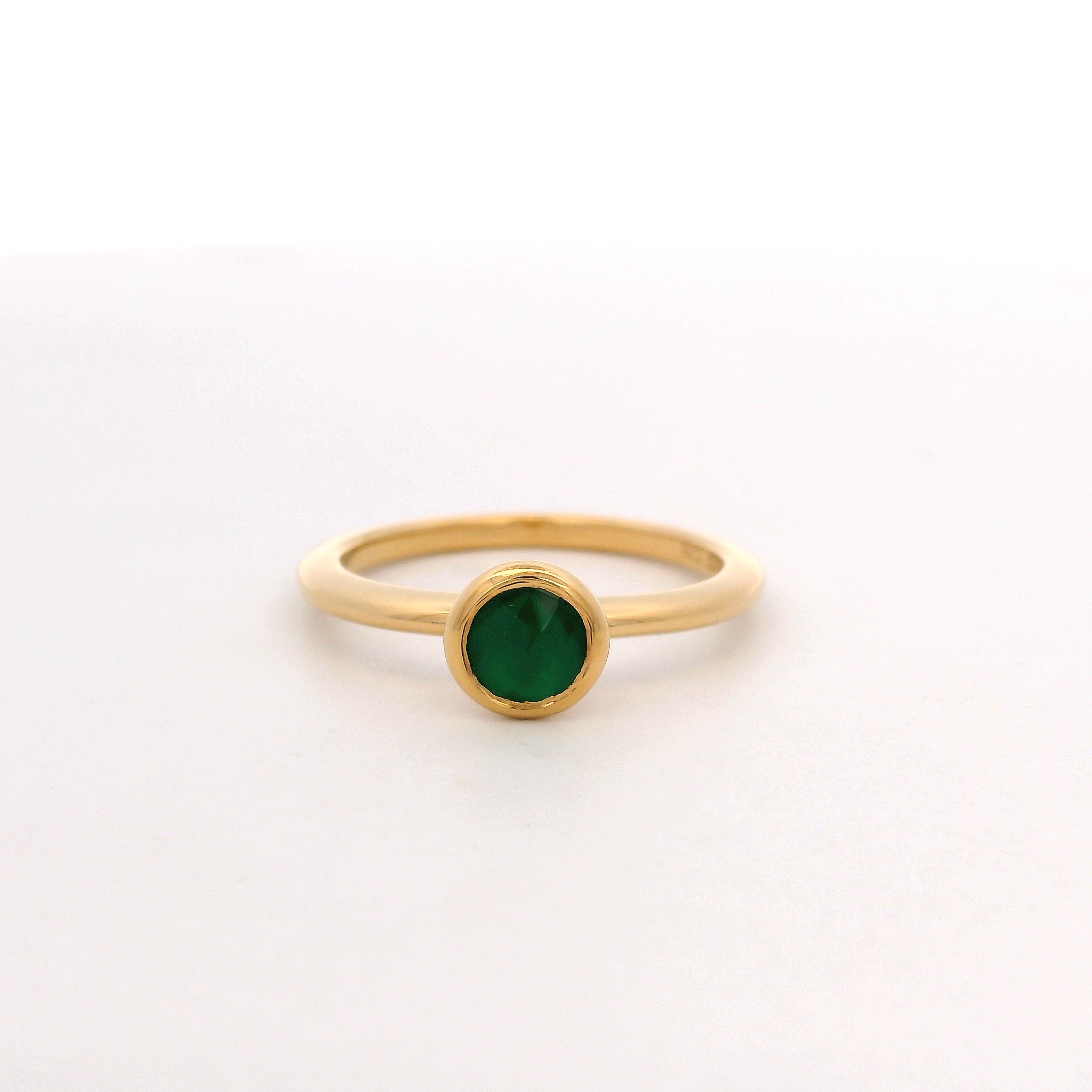 925YG BEZEL ONYX GREEN SOLITARY RING T6.5