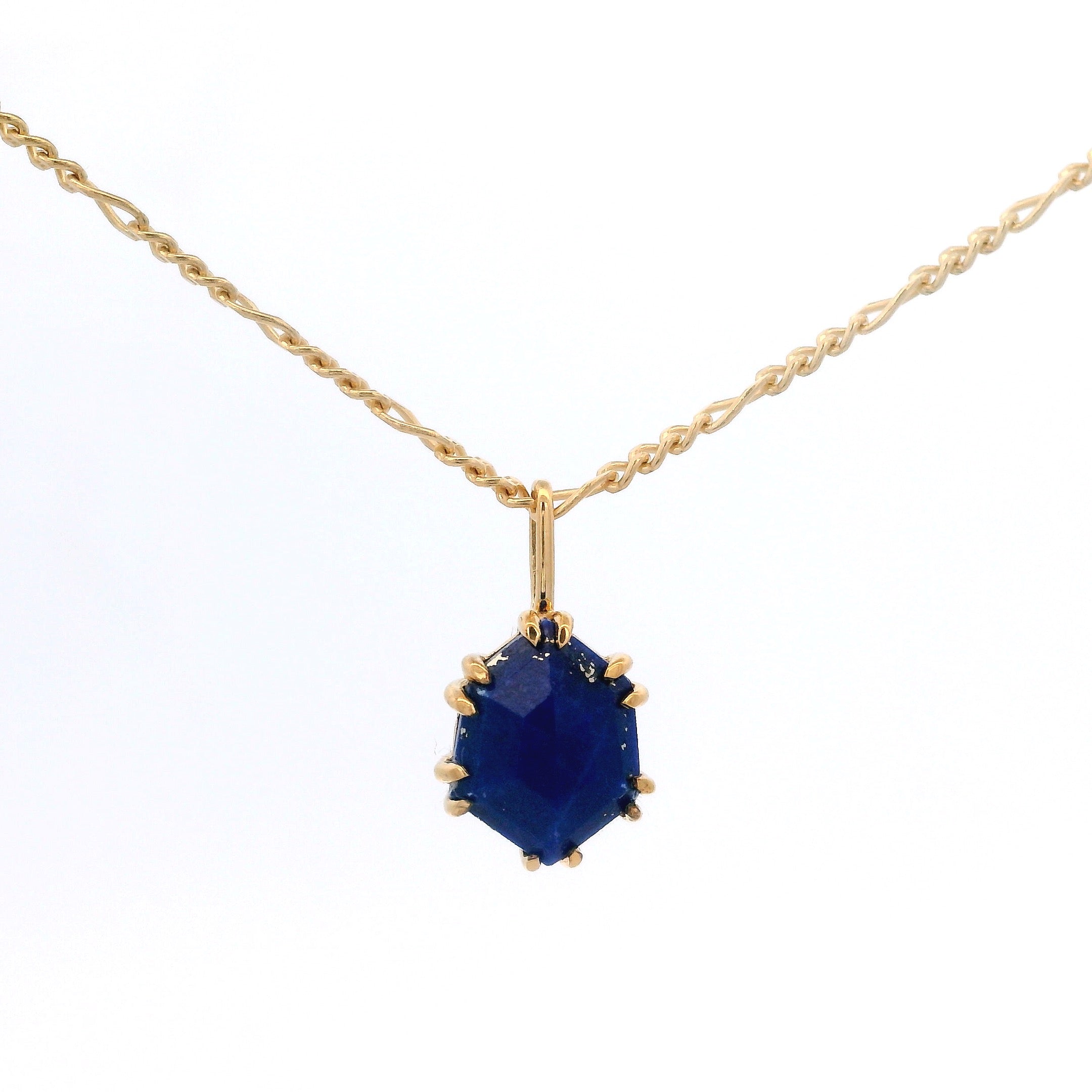 925YG HEXAGONAL LAPIS LAZULI NECKLACE