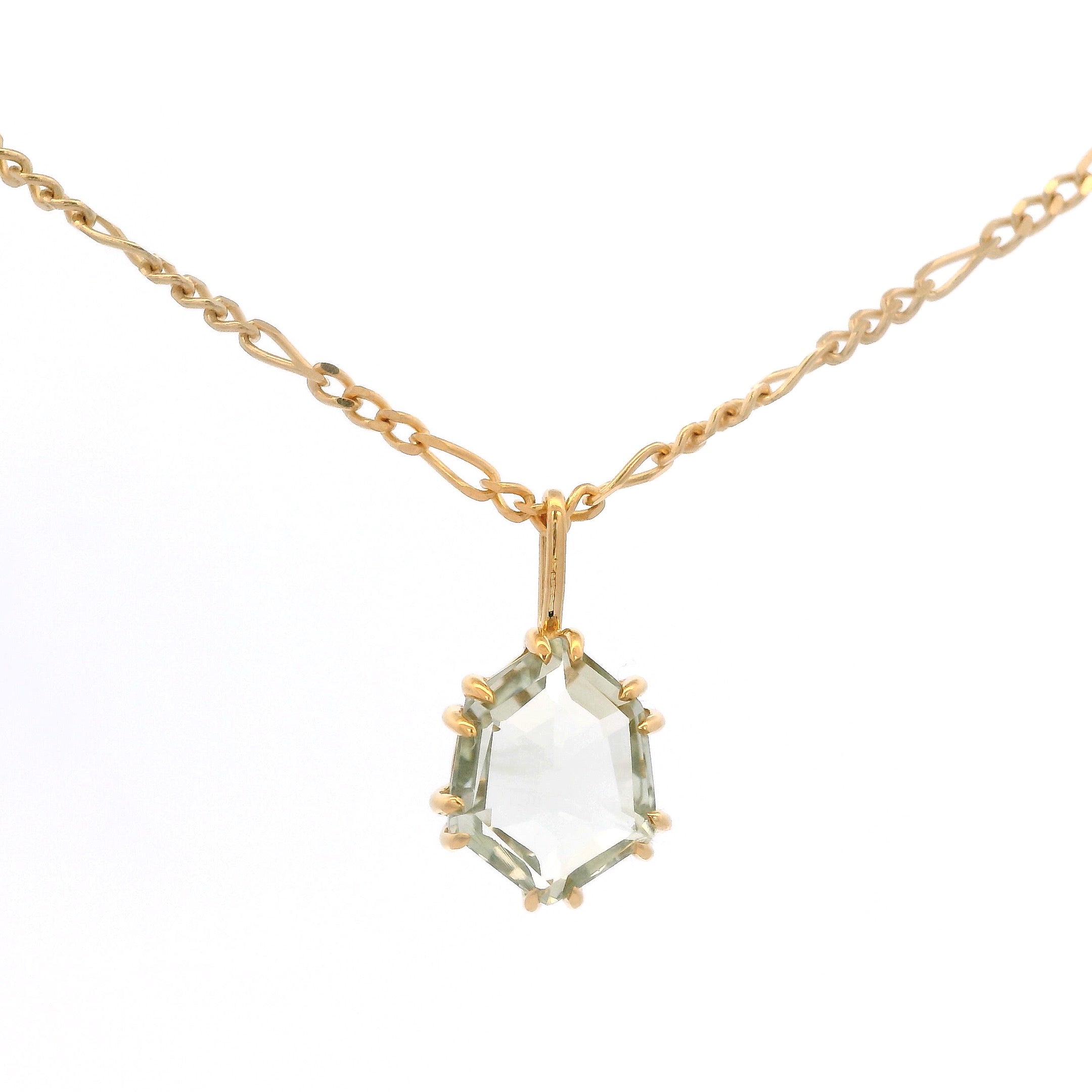 925YG HEXAGONAL AMETHYST GREEN NECKLACE