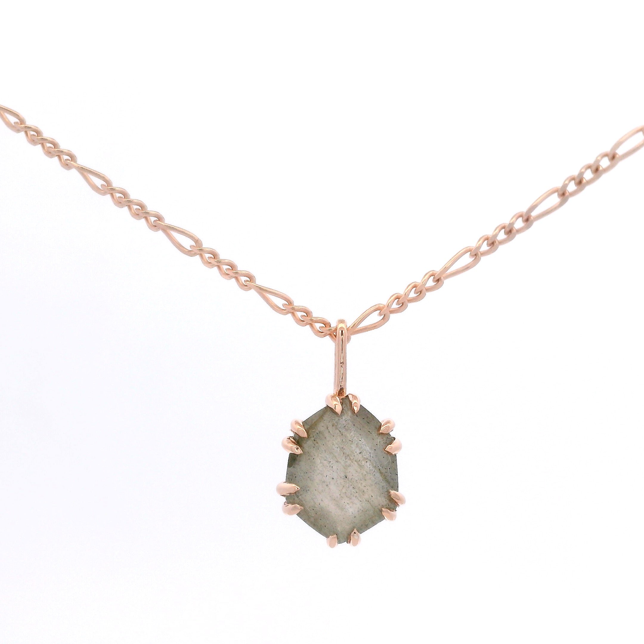 925RG HEXAGONAL LABRADORITE NECKLACE