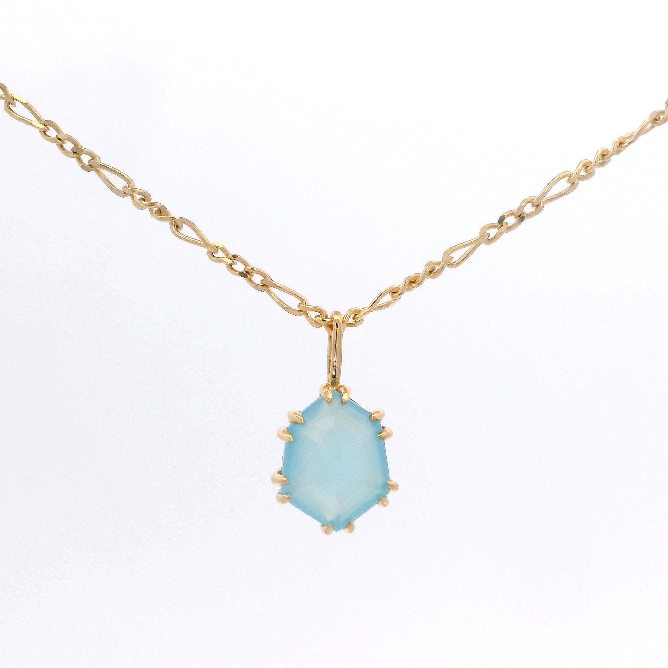 925YG HEXAGONAL CHALCEDONY NECKLACE