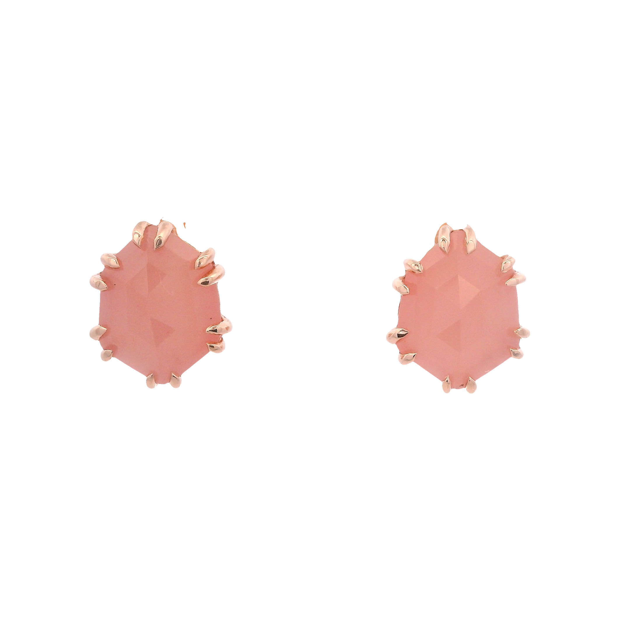 925RG HEXAGONAL PINK QUARTZ EARRINGS