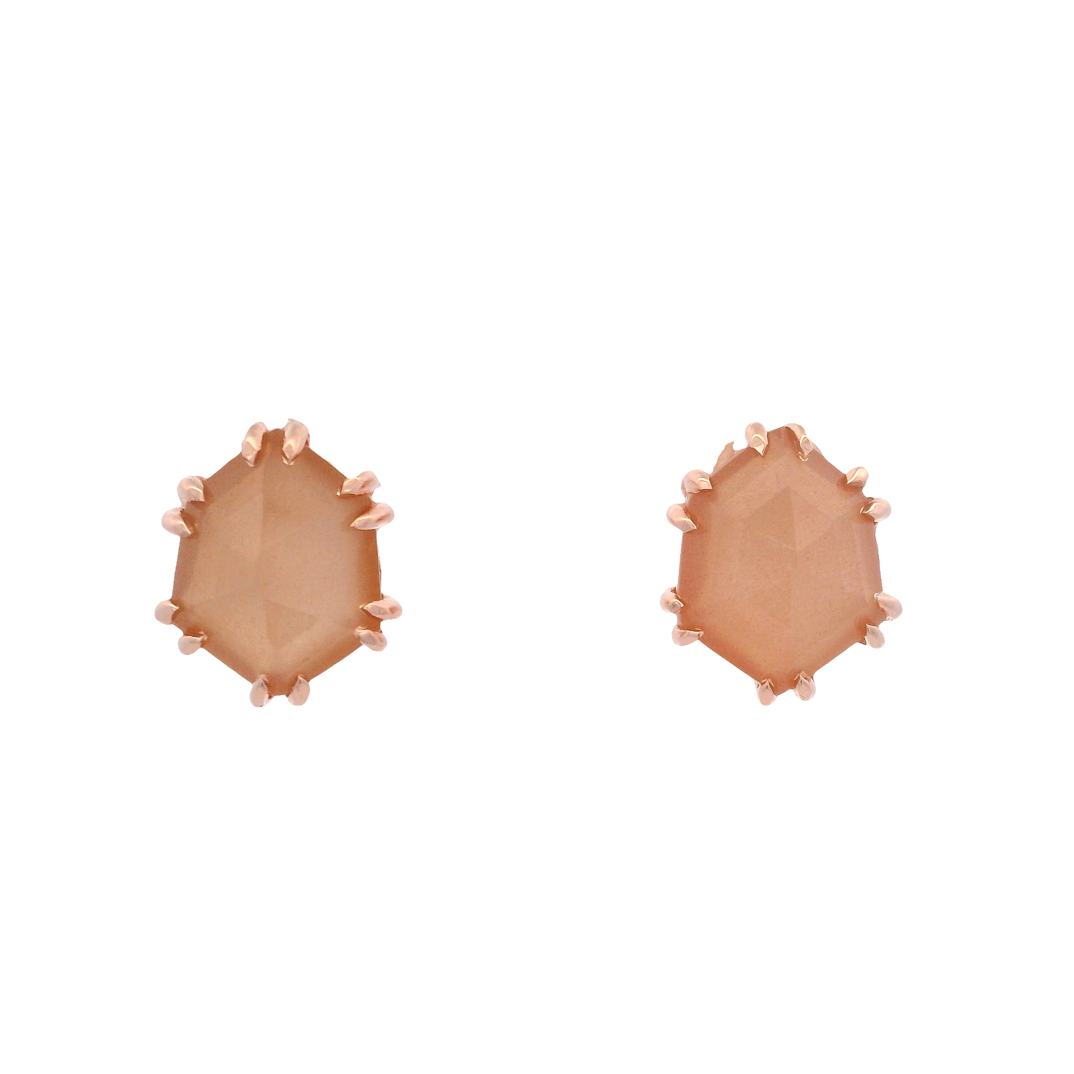 925RG HEXAGONAL MOOSTONE PEACH EARRINGS