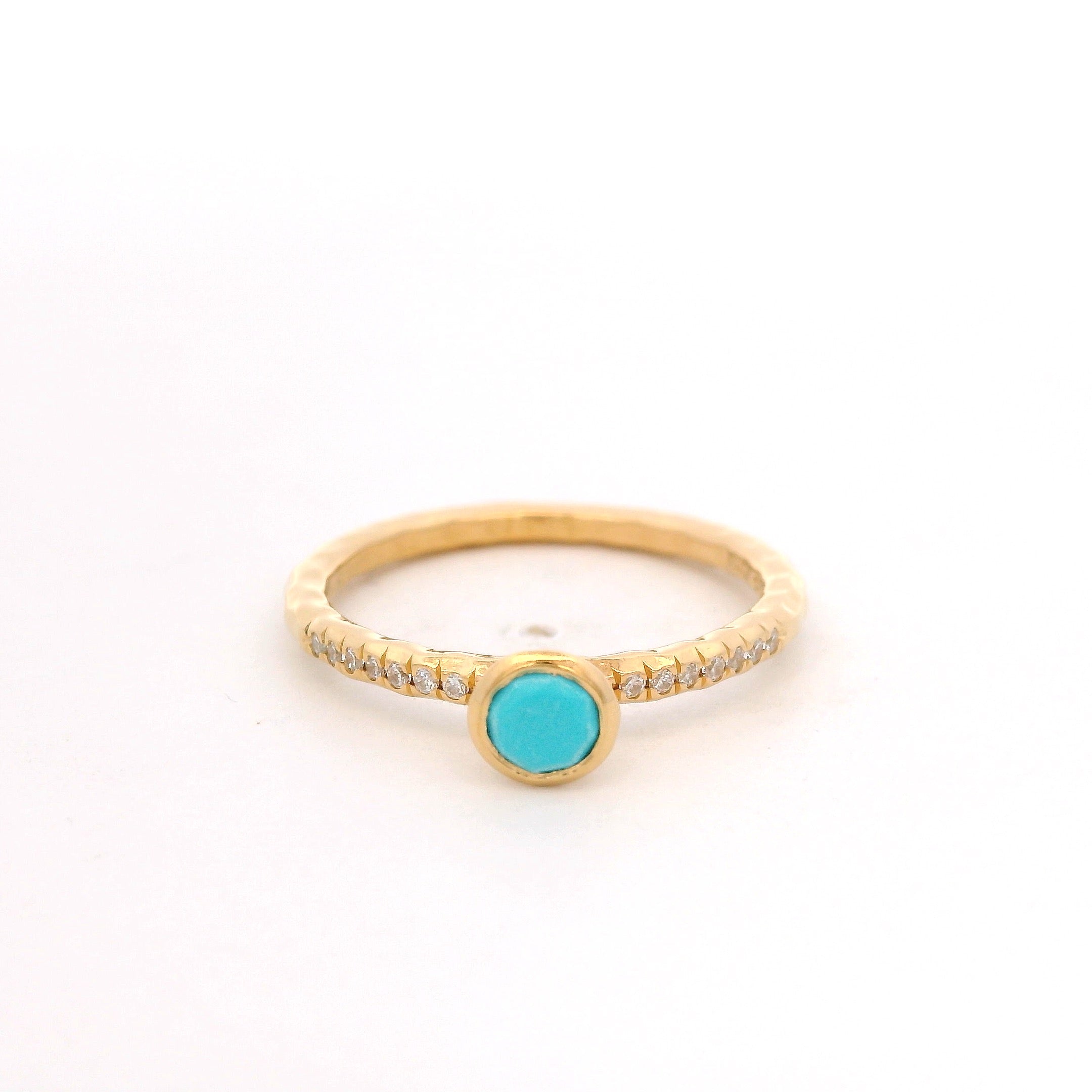 925YG BEZEL TURQUOISE SYN SOLITARY RING T6.5