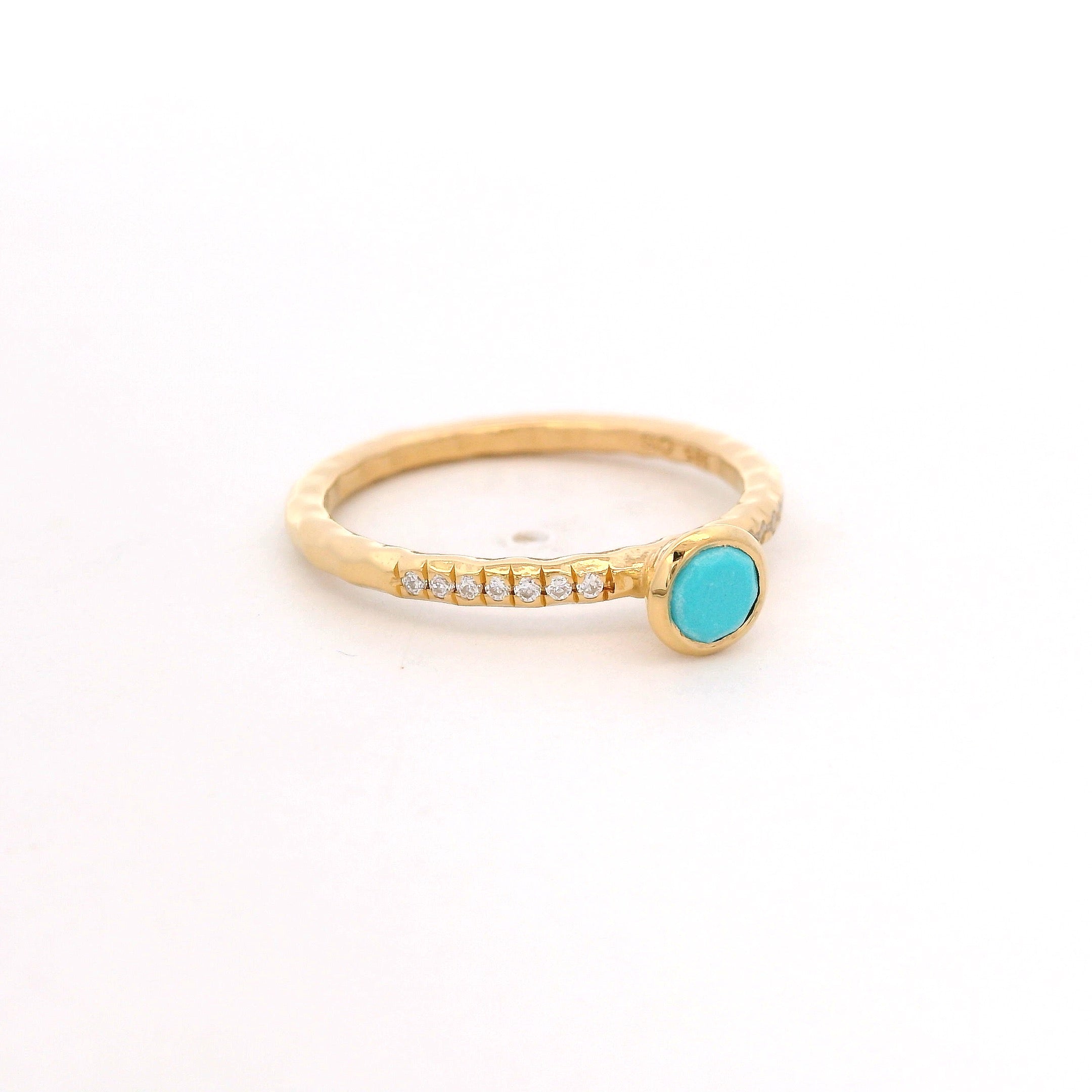 925YG BEZEL TURQUOISE SYN SOLITARY RING T6.5