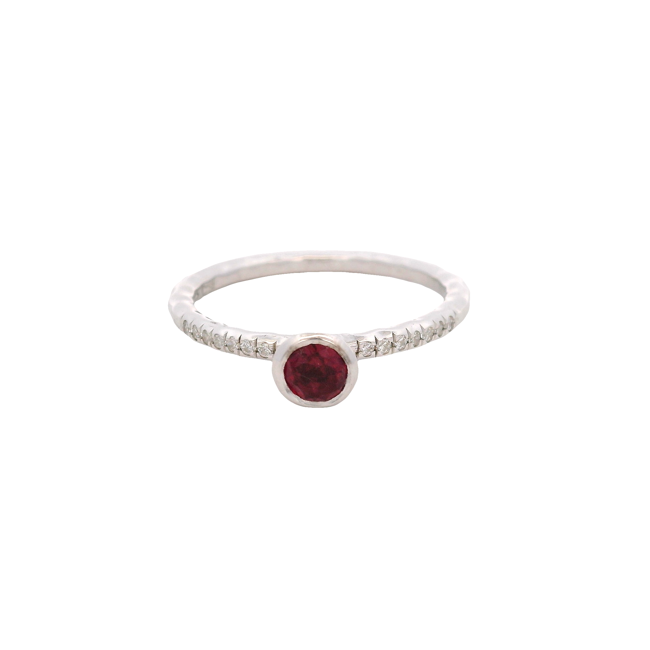 925SL MINI BEZEL RUBY GLASS FILLED CZ RING T6.5
