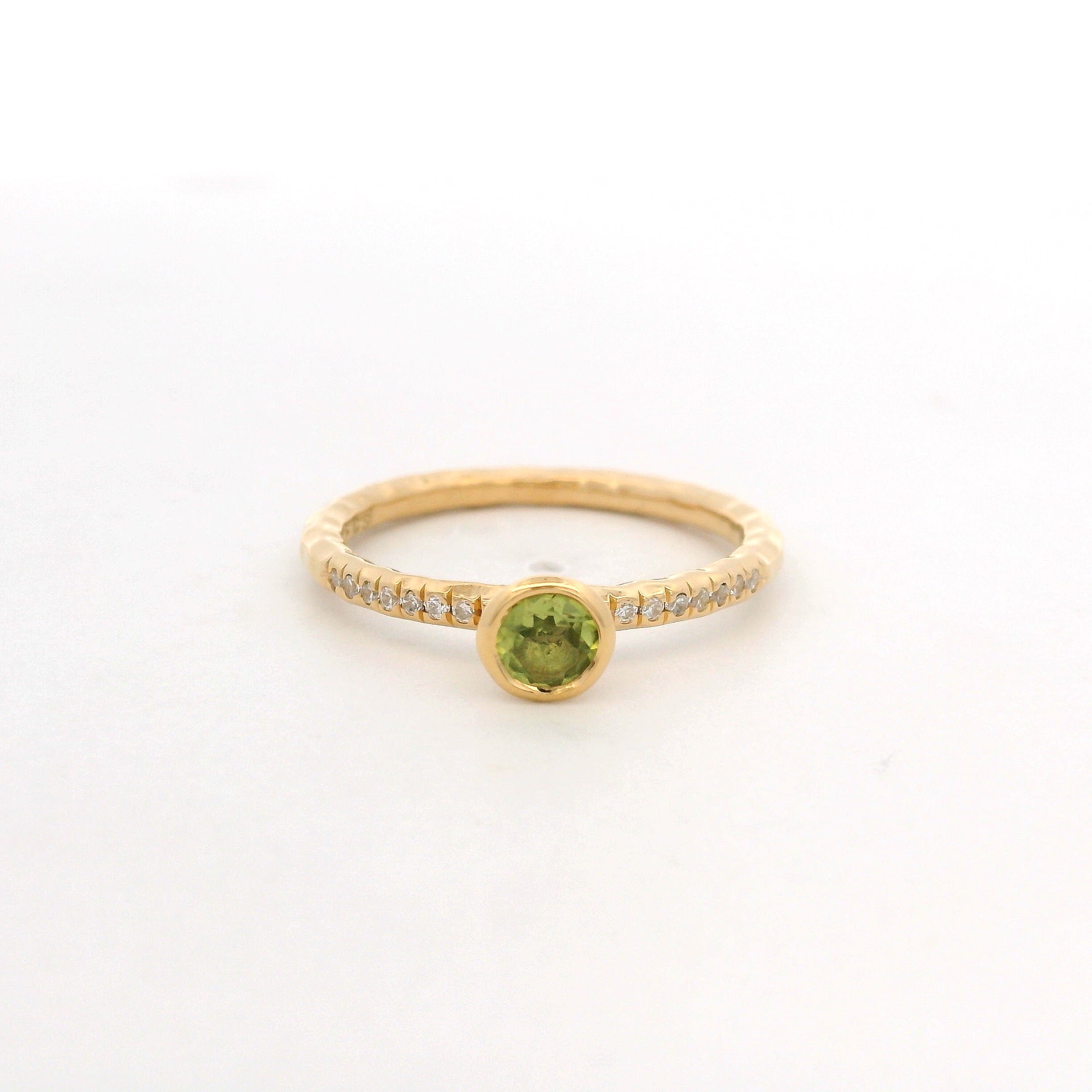 925YG BEZEL PERIDOT SOLITARY RING T6.5
