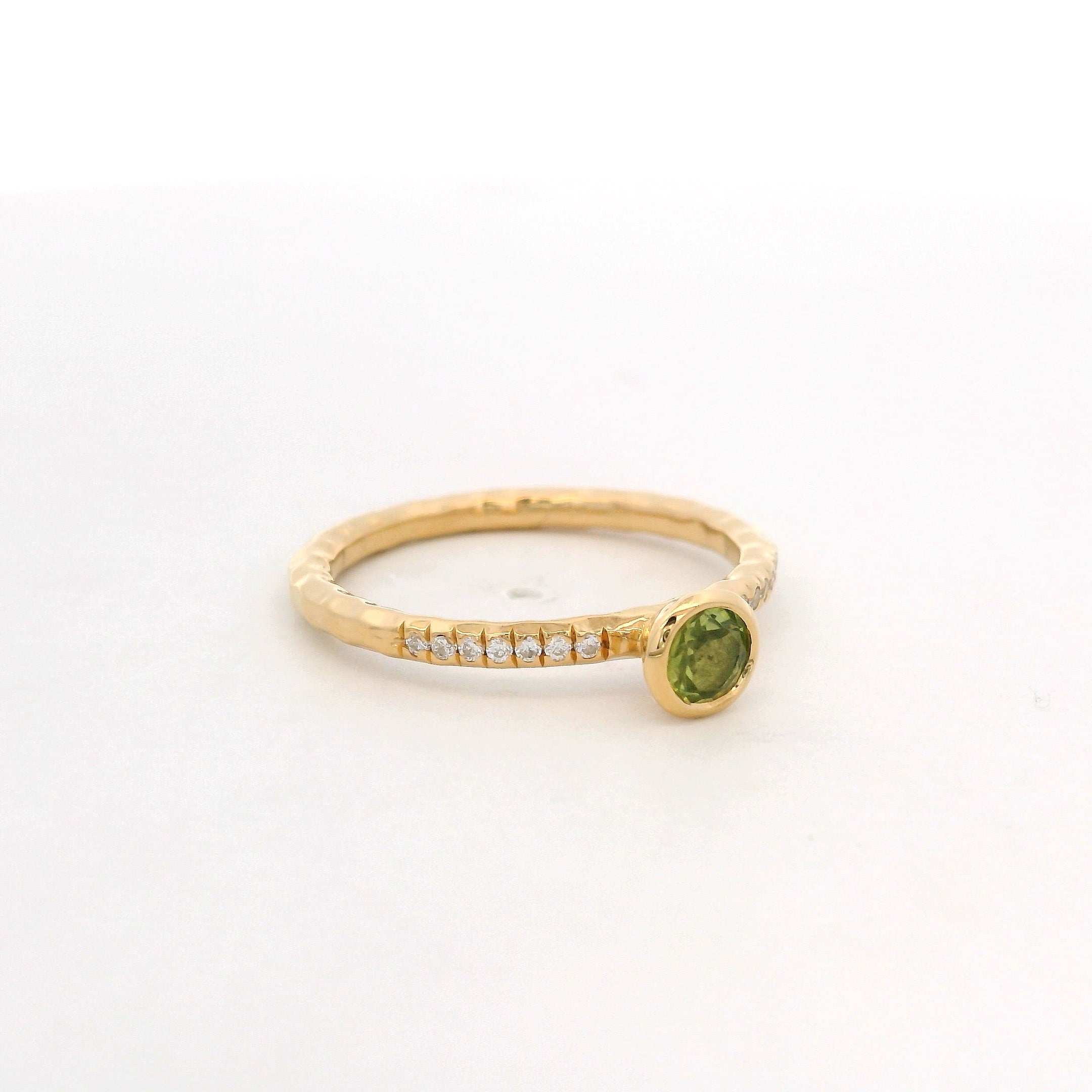 925YG BEZEL PERIDOT SOLITARY RING T6.5