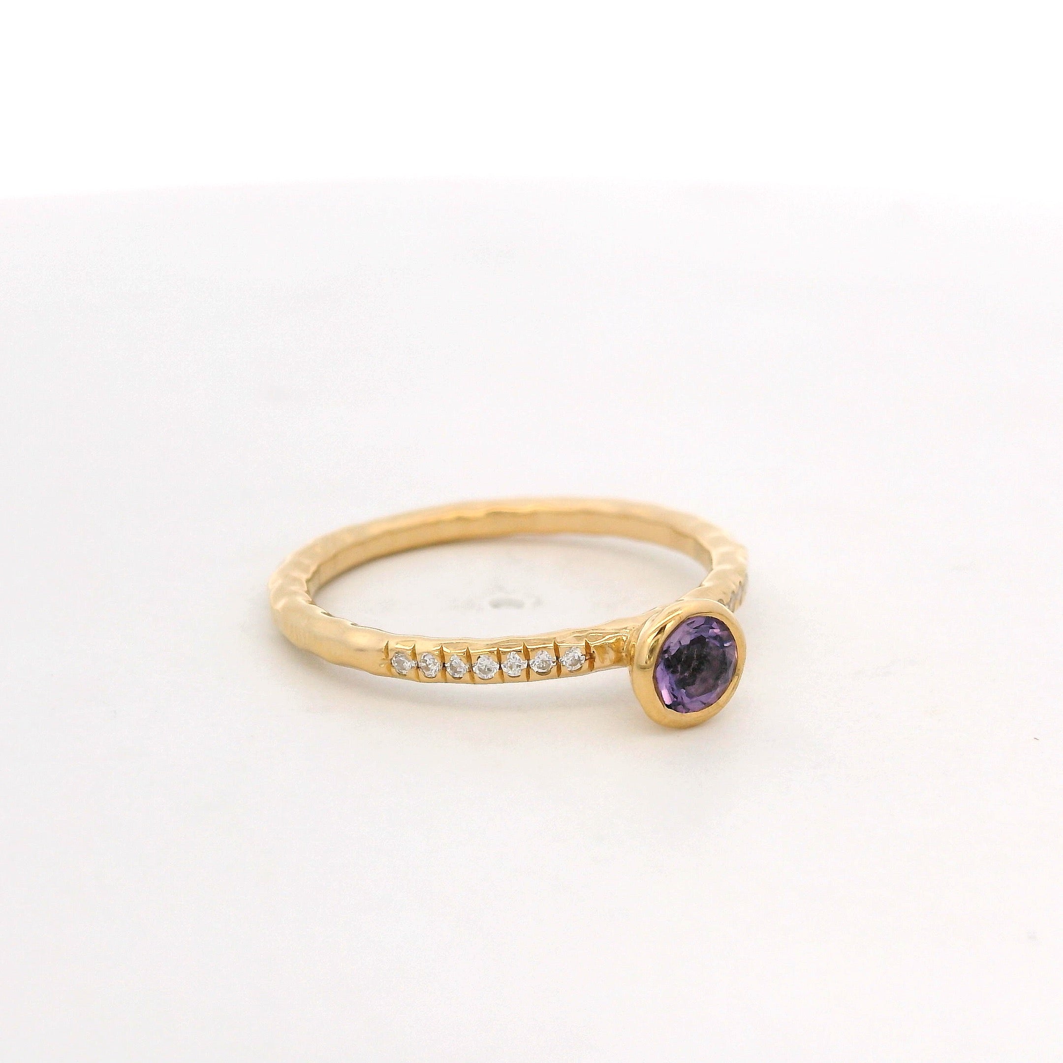 925YG BEZEL AMETHYST SOLITARY RING T6.5
