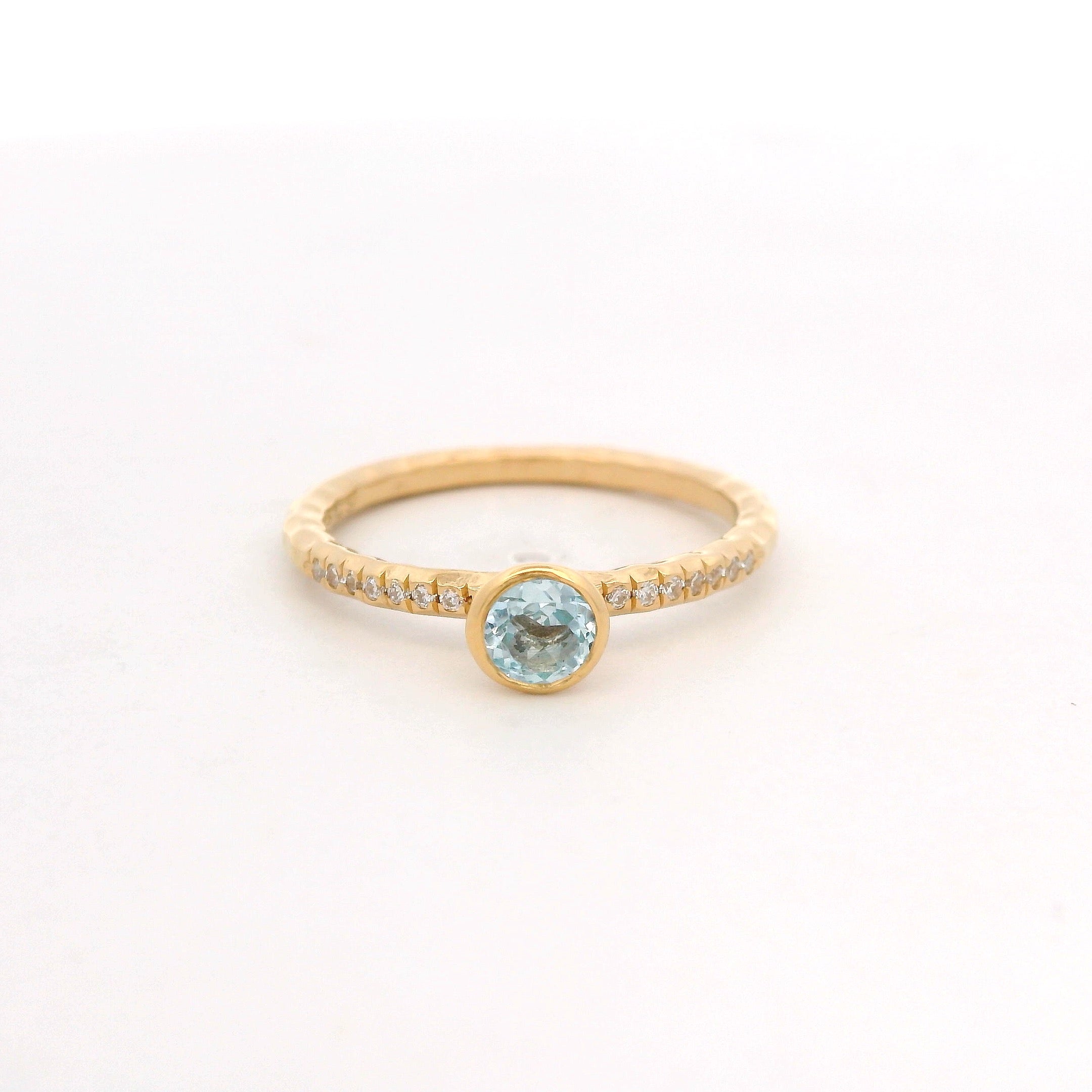 925YG BEZEL TOPAZ BLUE SOLITARY RING T6.5