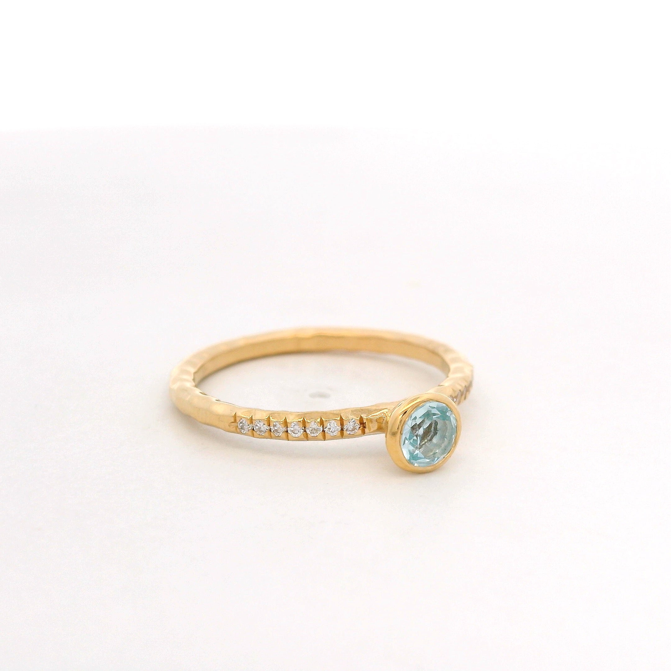 925YG BEZEL TOPAZ BLUE SOLITARY RING T6.5