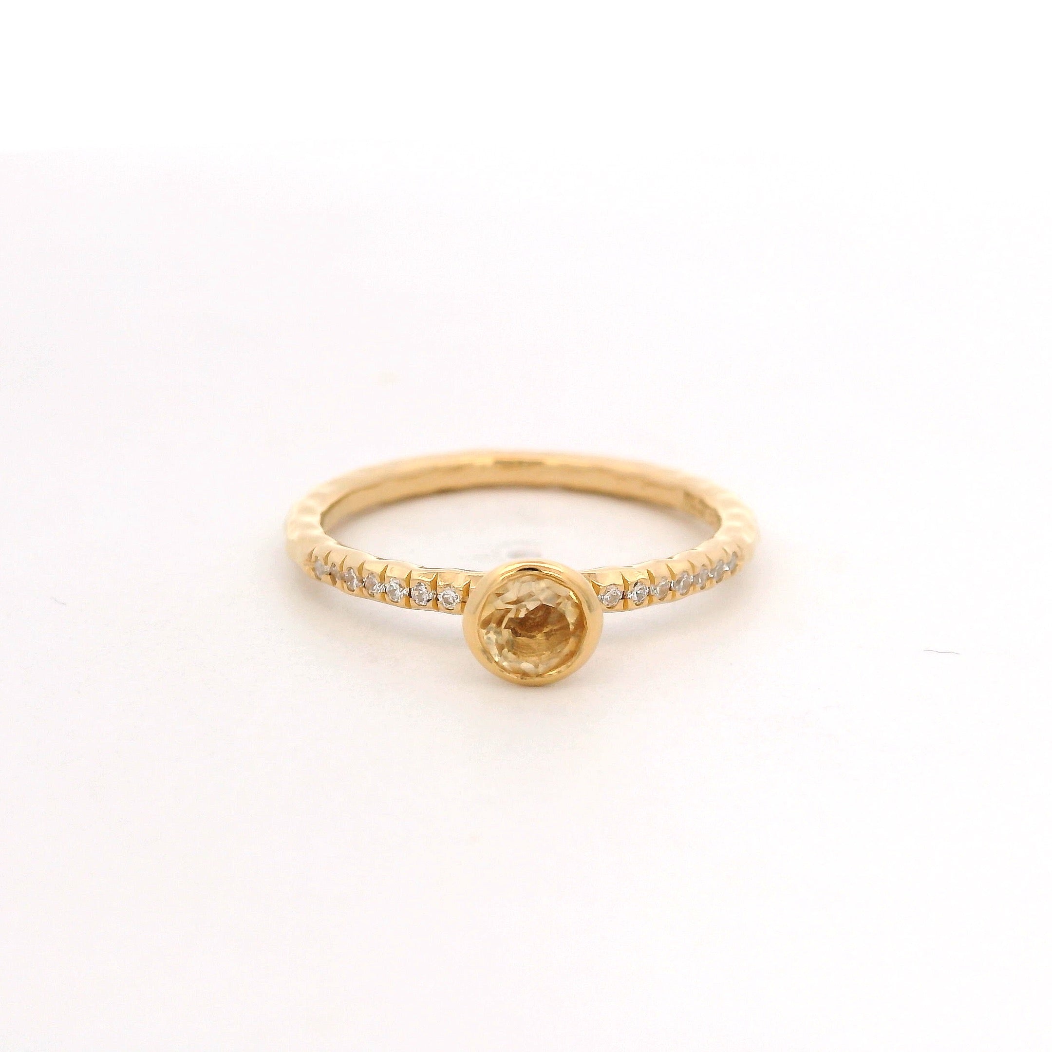 925YG BEZEL CITRINE SOLITARY RING T6.5