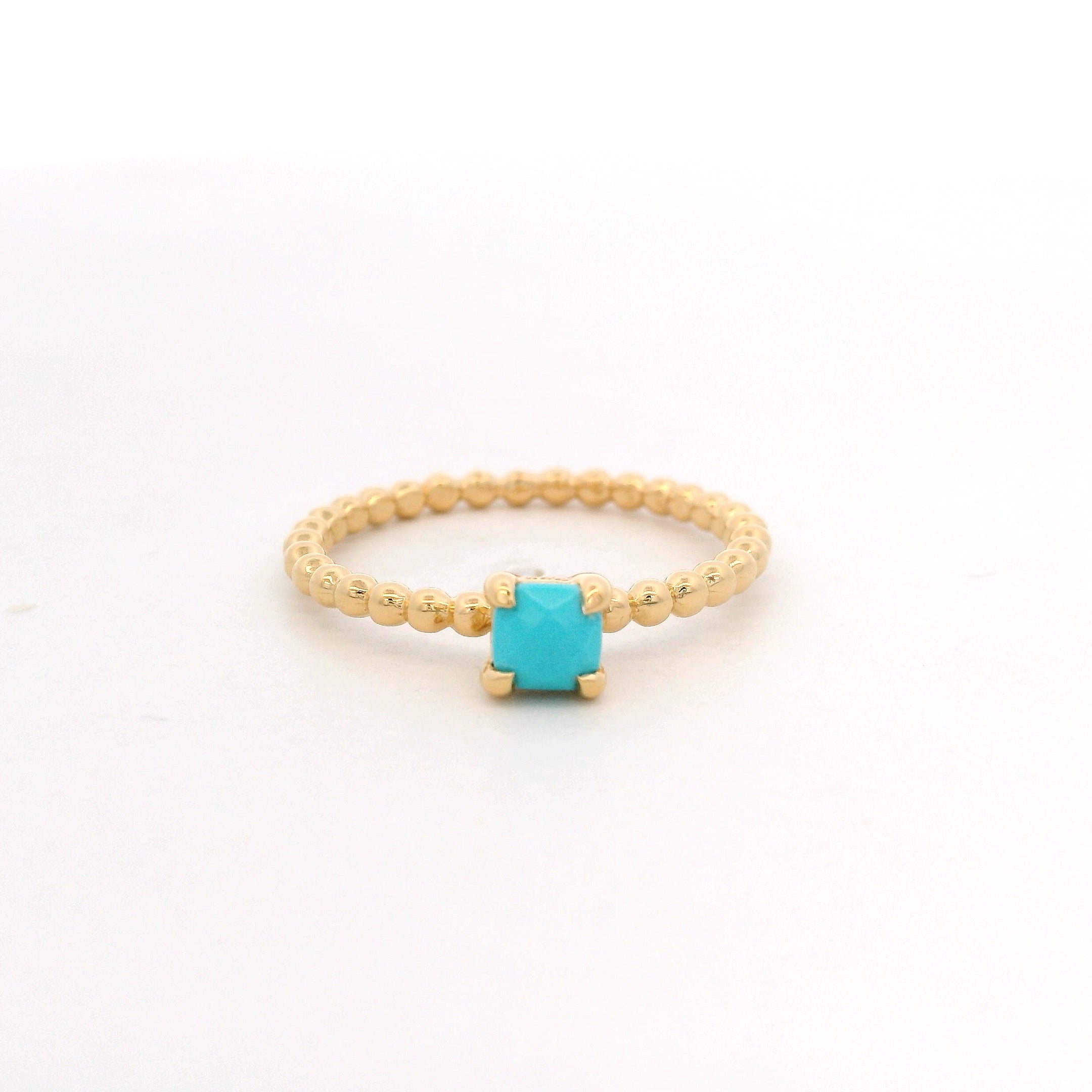 925YG BEANDS TURQUOISE SOLITARY RING T6.5