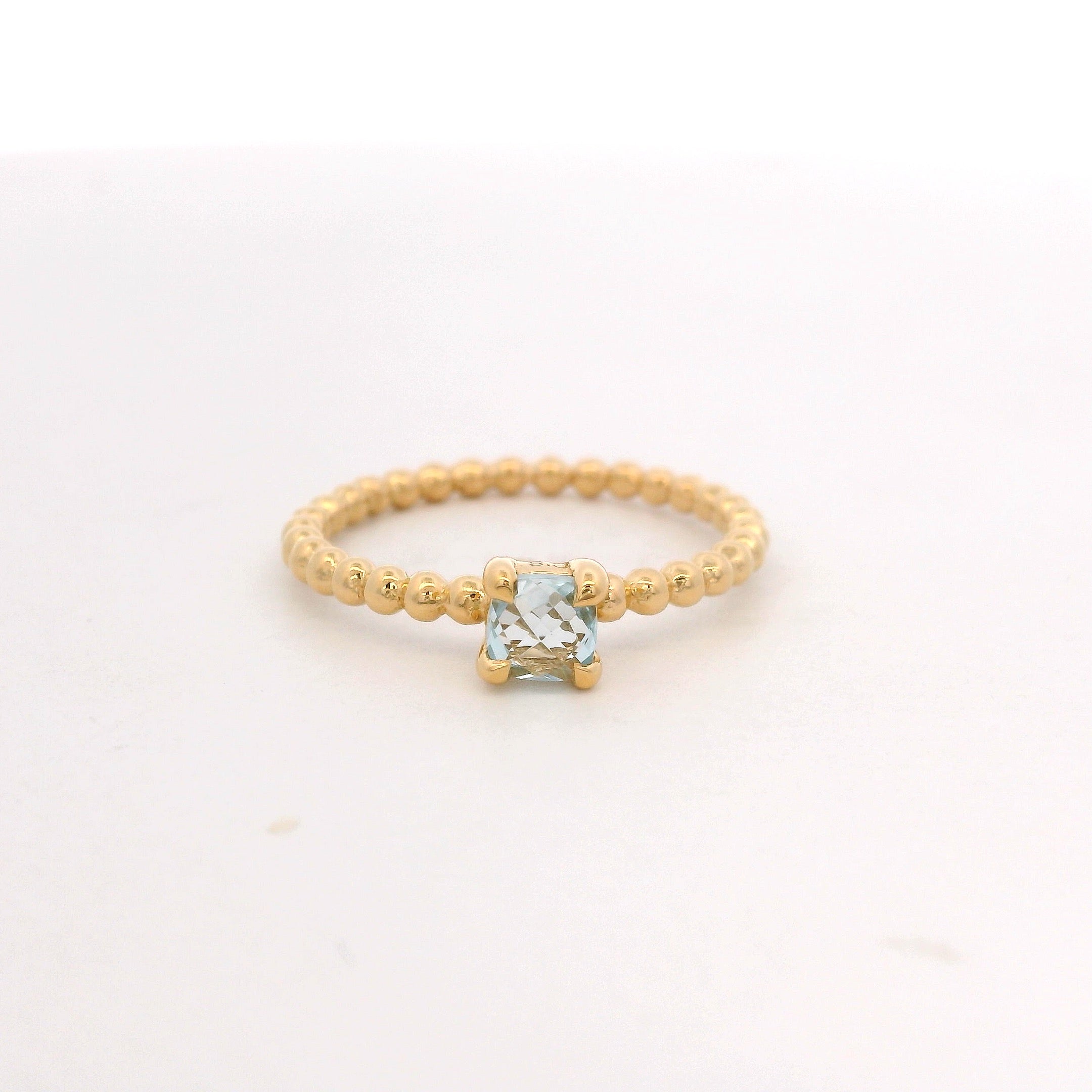 925YG BEANDS TOPAZ BLUE SOLITARY RING T6.5