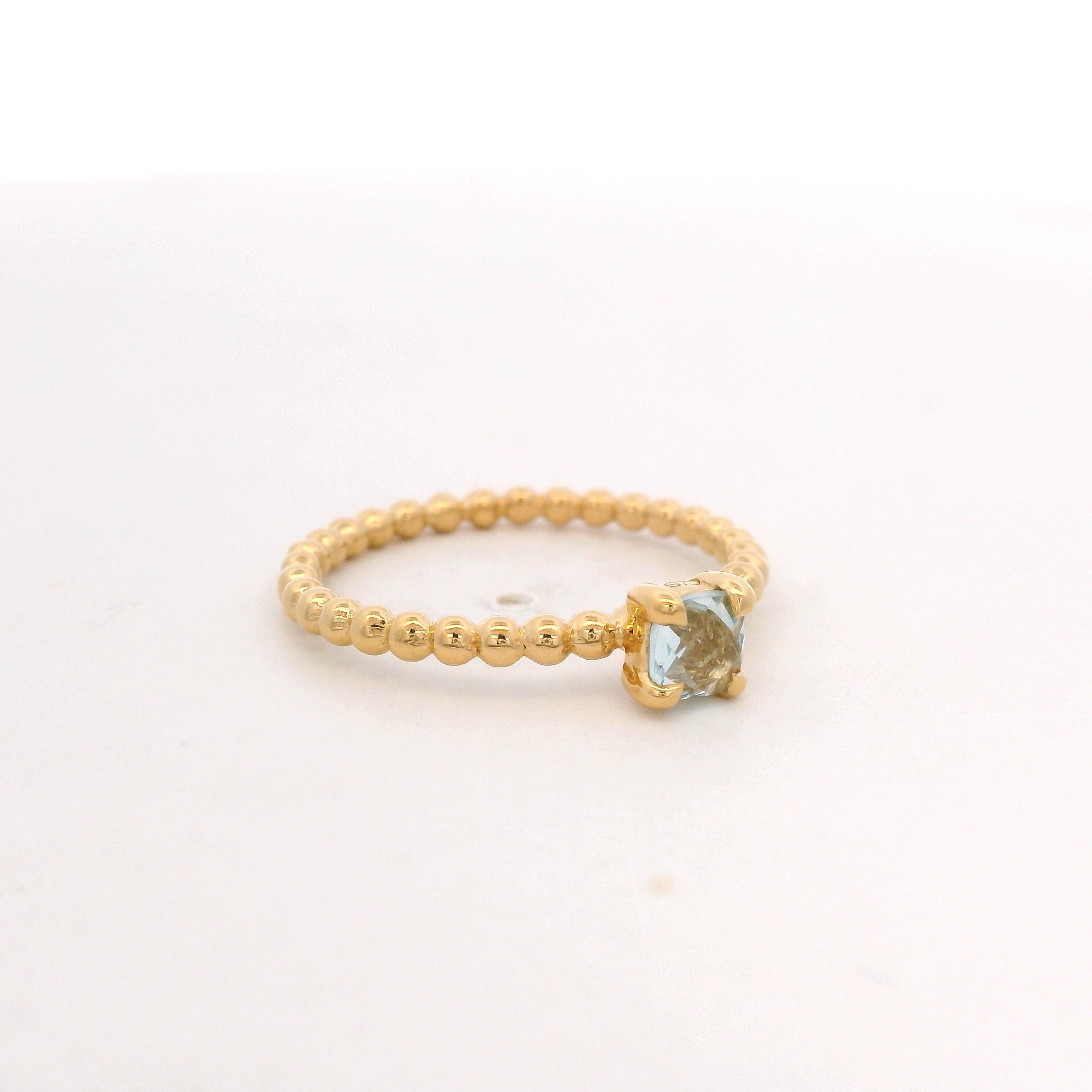 925YG BEANDS TOPAZ BLUE SOLITARY RING T6.5