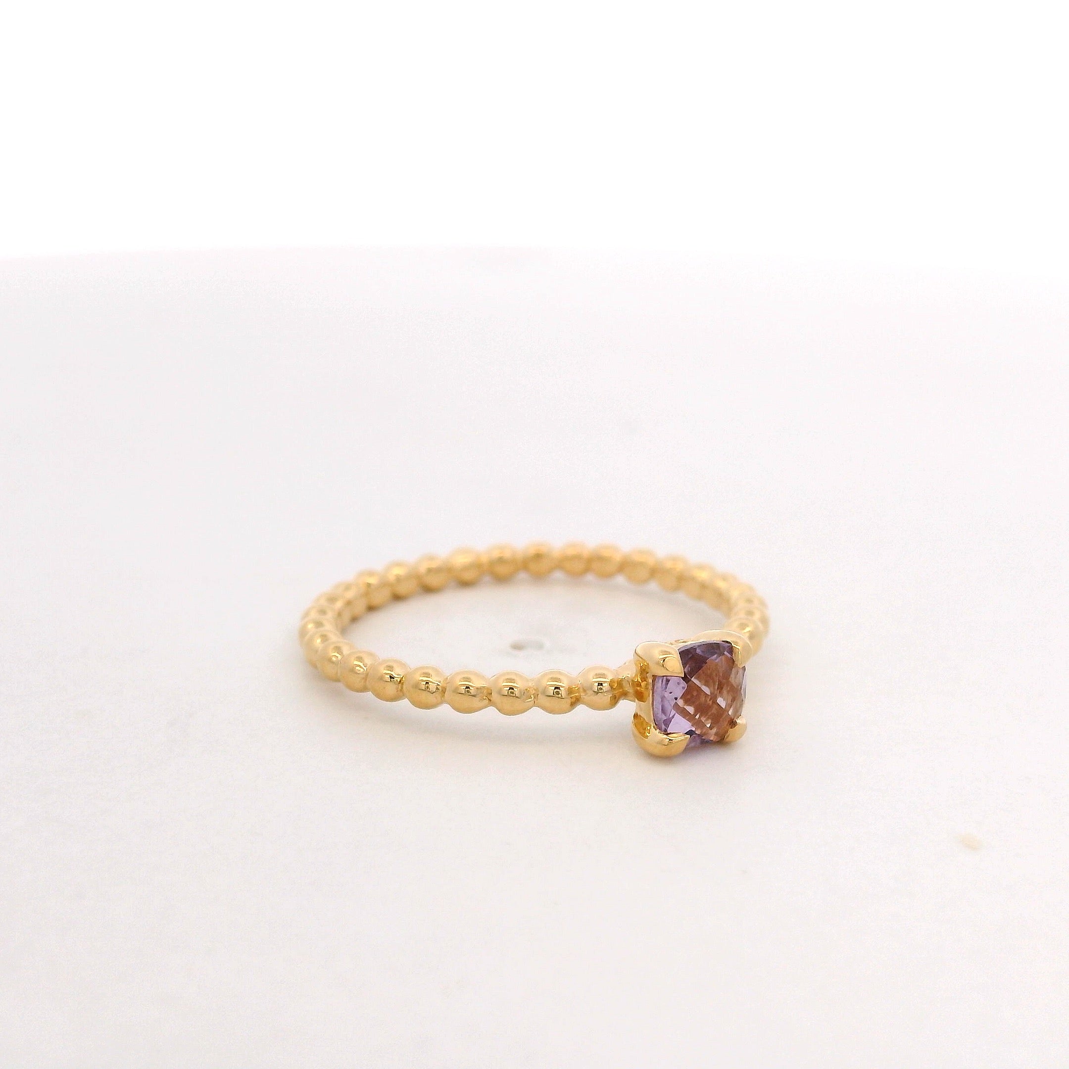 925YG BEANDS AMETHYST SOLITARY RING T6.5