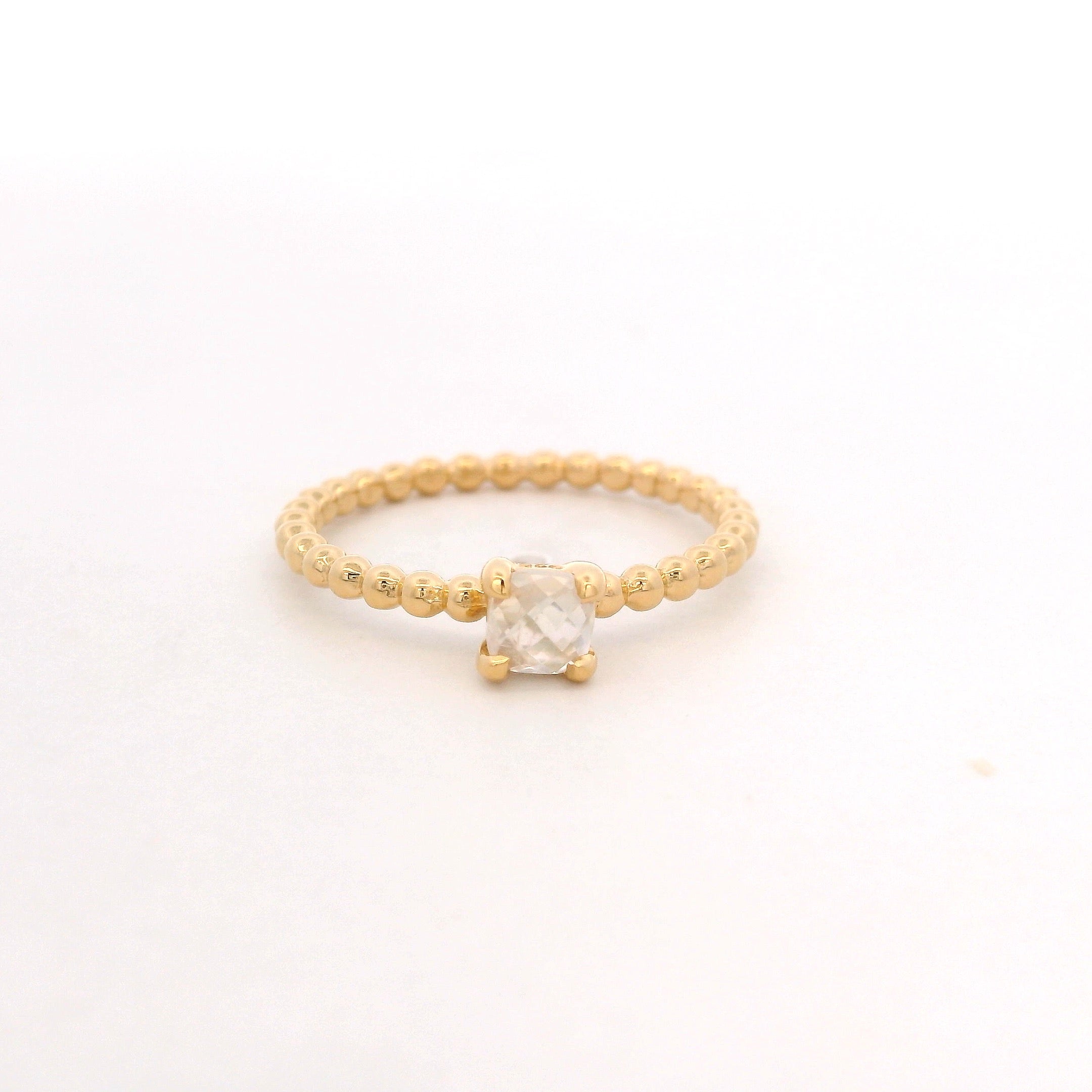 925YG BEANDS MOOSTONE SOLITARY RING T6.5