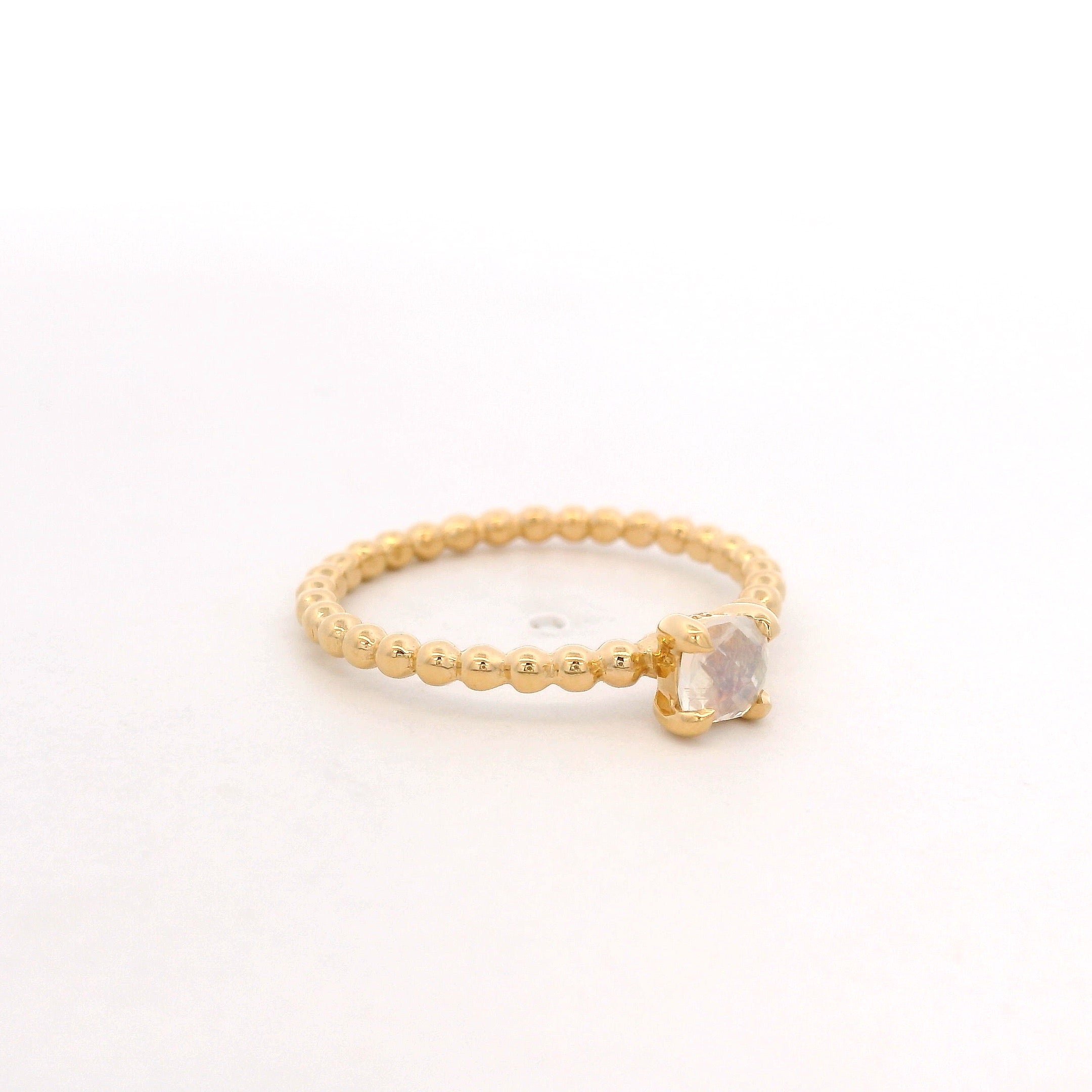 925YG BEANDS MOOSTONE SOLITARY RING T6.5