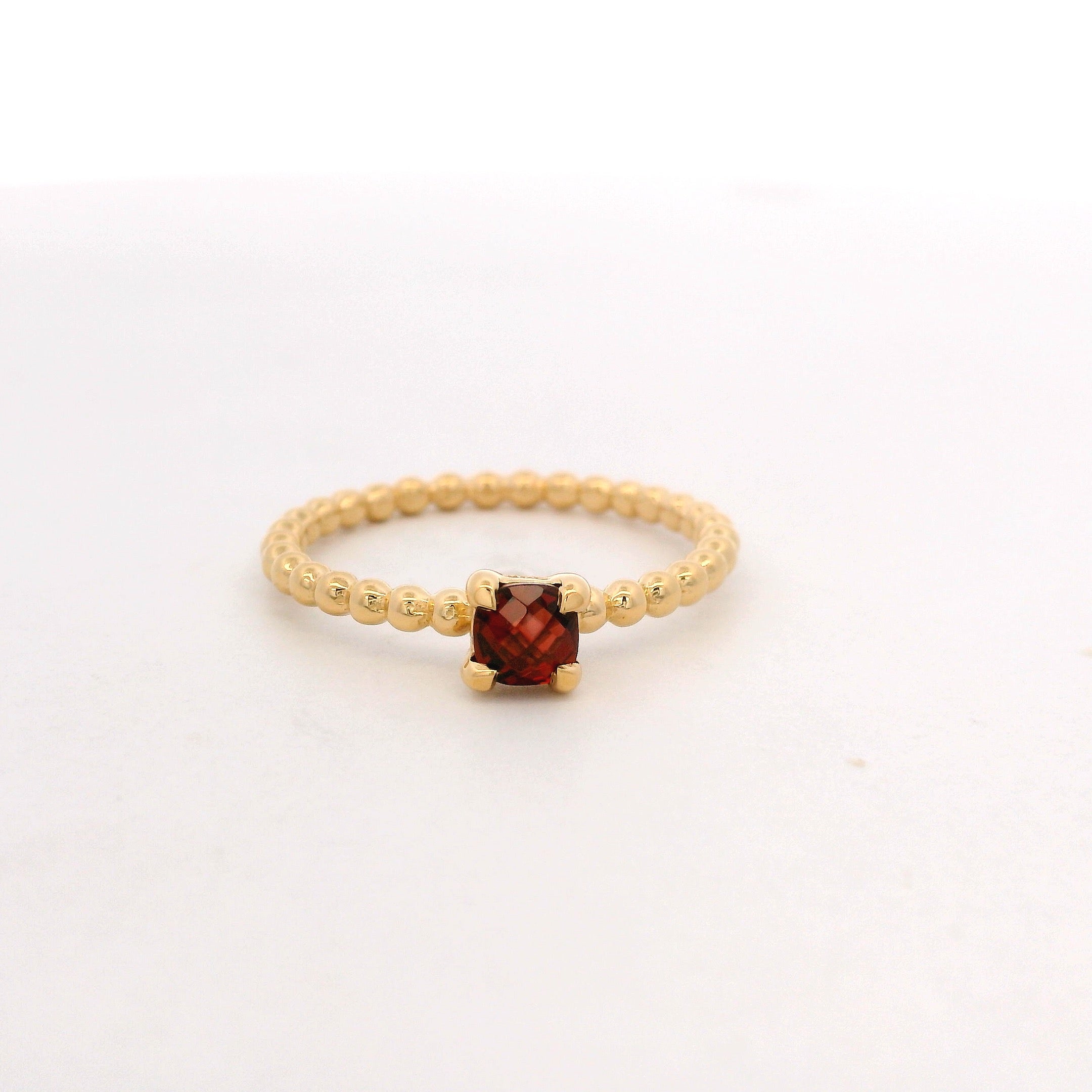 925YG BEANDS GARNET SOLITARY RING T6.5