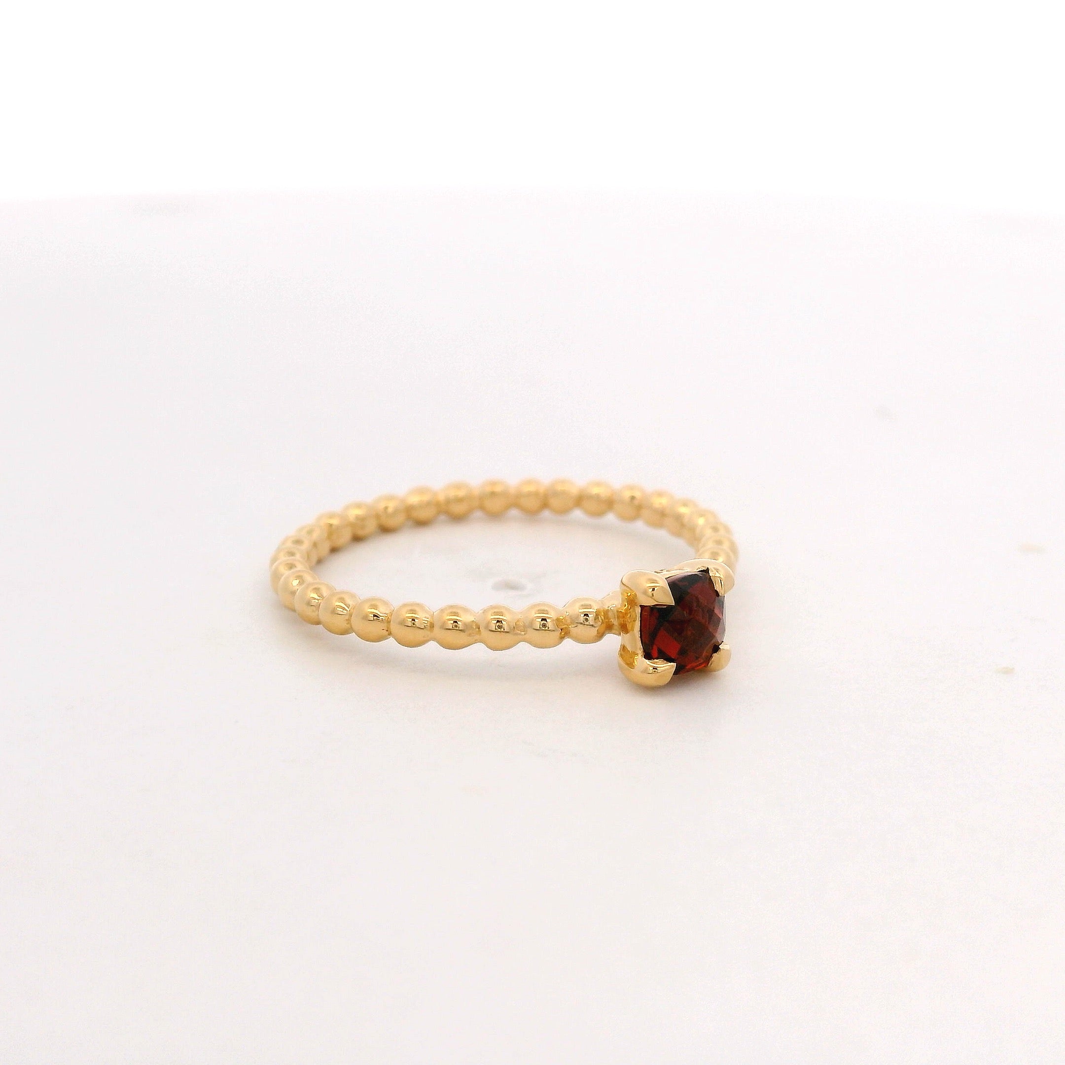 925YG BEANDS GARNET SOLITARY RING T6.5