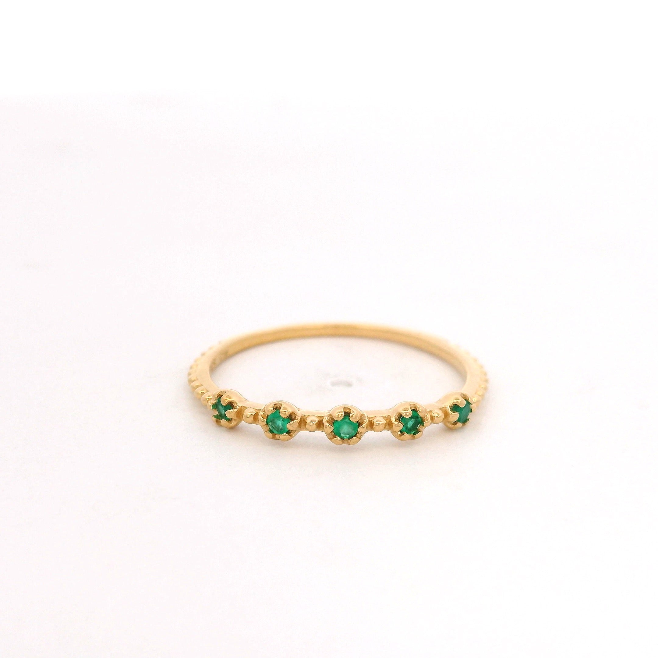 925YG FIVE STONE ONYX GREEN RING T6.5