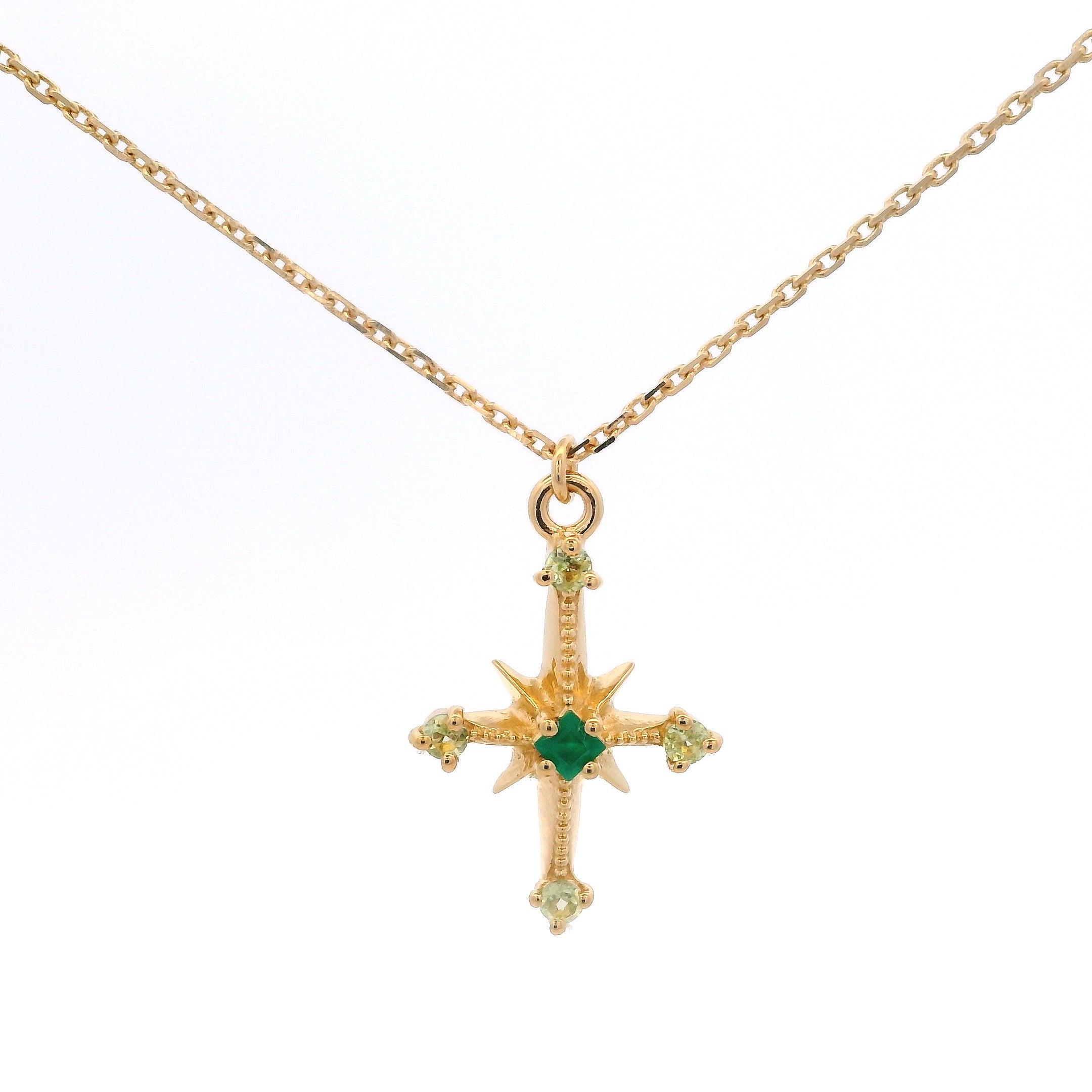 925YG NORT STAR CENTER ONYX GREEN AND PERIDOT NECKLACE