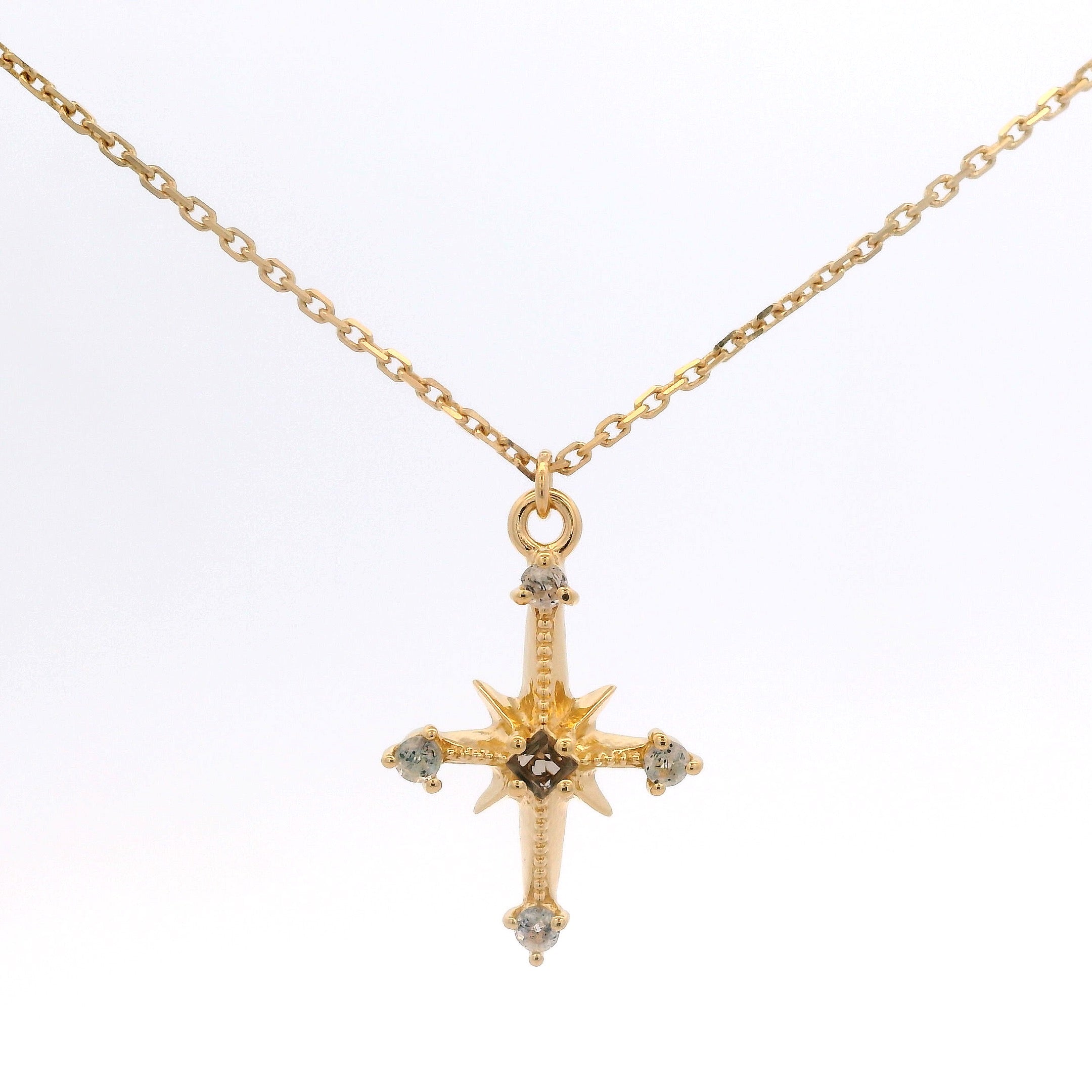 925YG NORT STAR CENTER SMOKY QUARTZ AND LABRADORITE NECKLACE