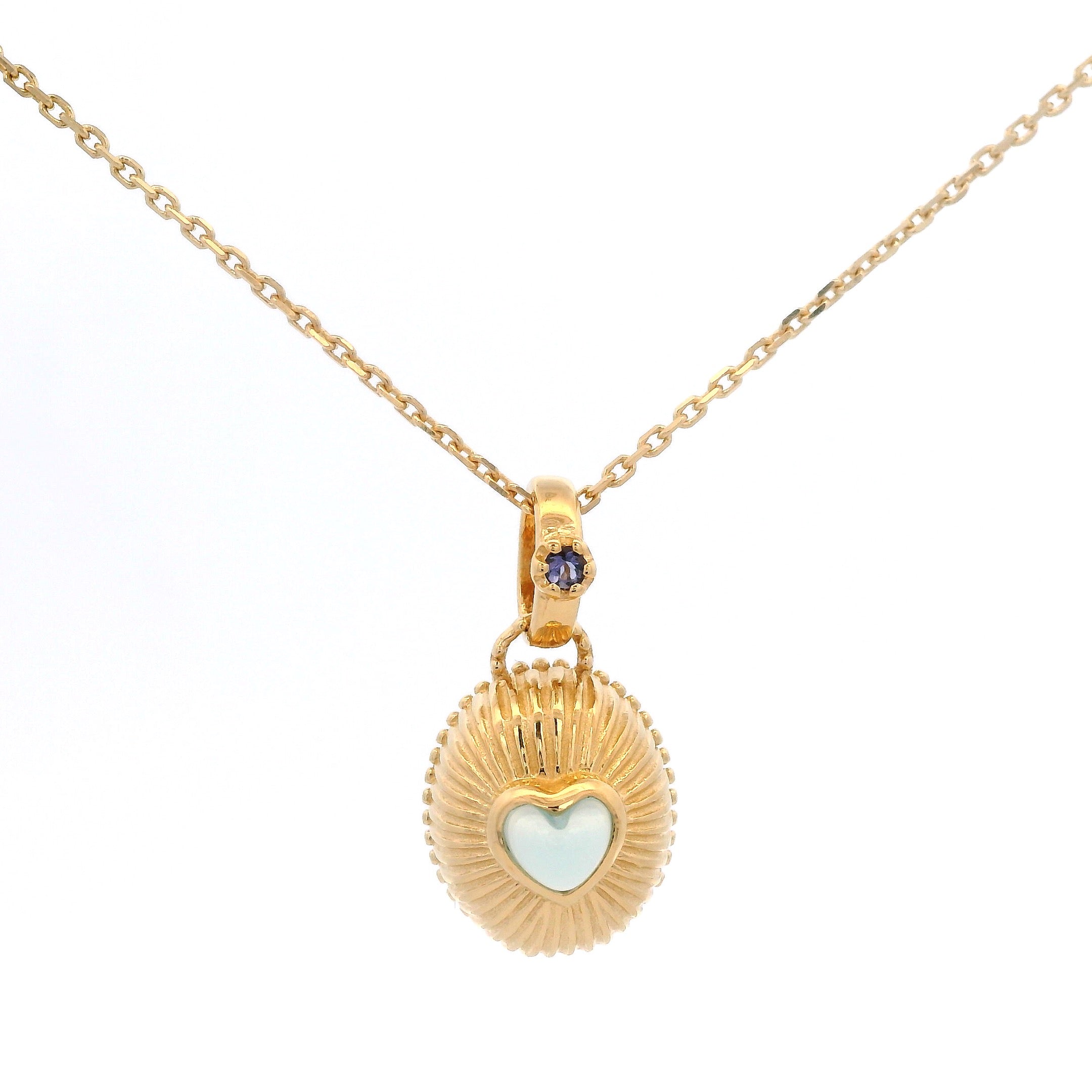 925YG DROP DOME AND HEART CHALCEDONY NECKLACE
