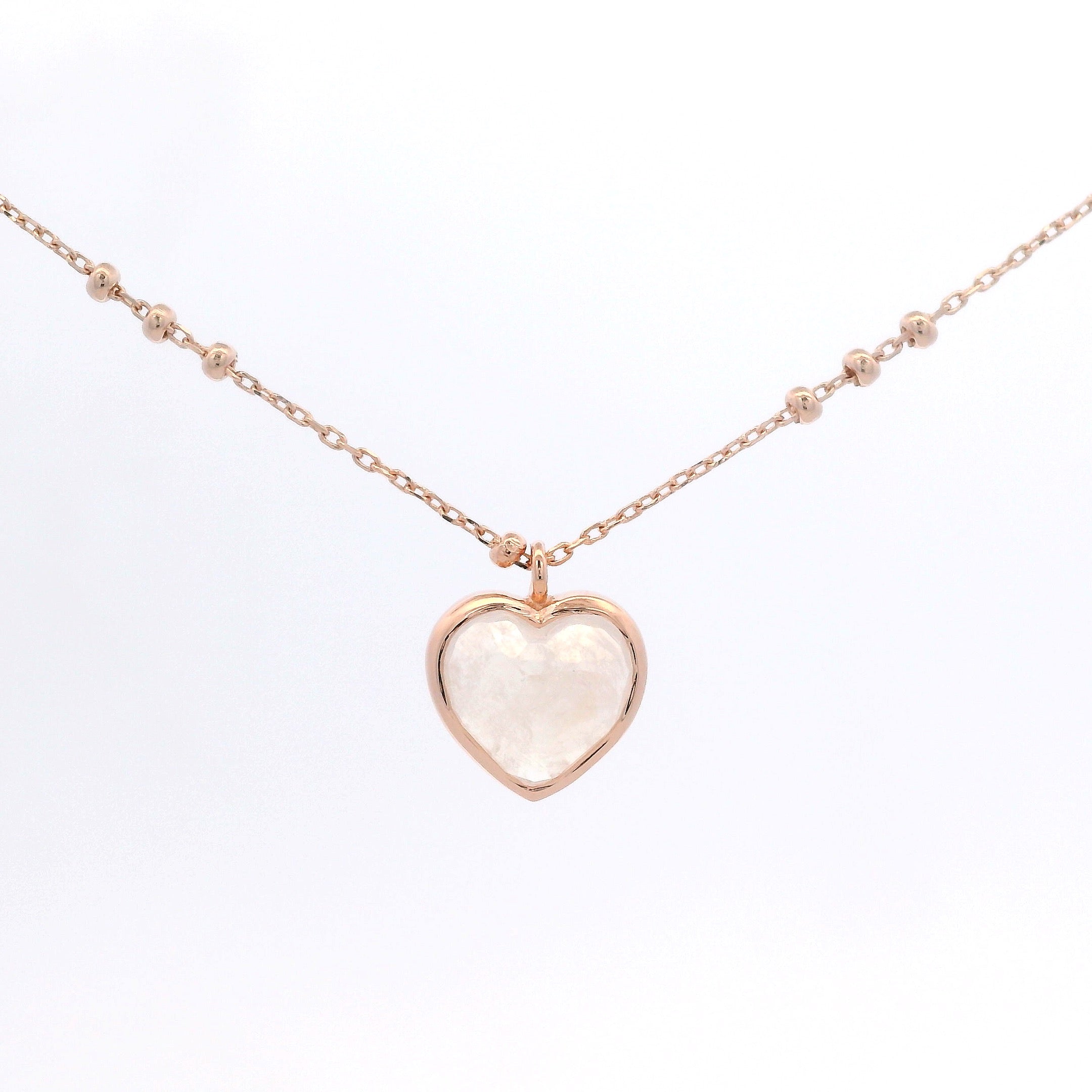 925RG HEART CABUCHON MOOSTONE NECKLACE