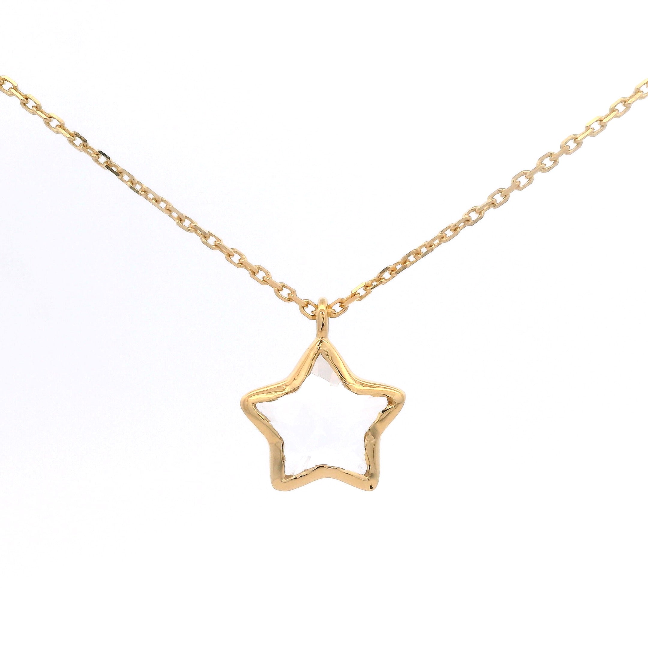 925YG STAR BEZEL ROCK CRYSTAL NECKLACE