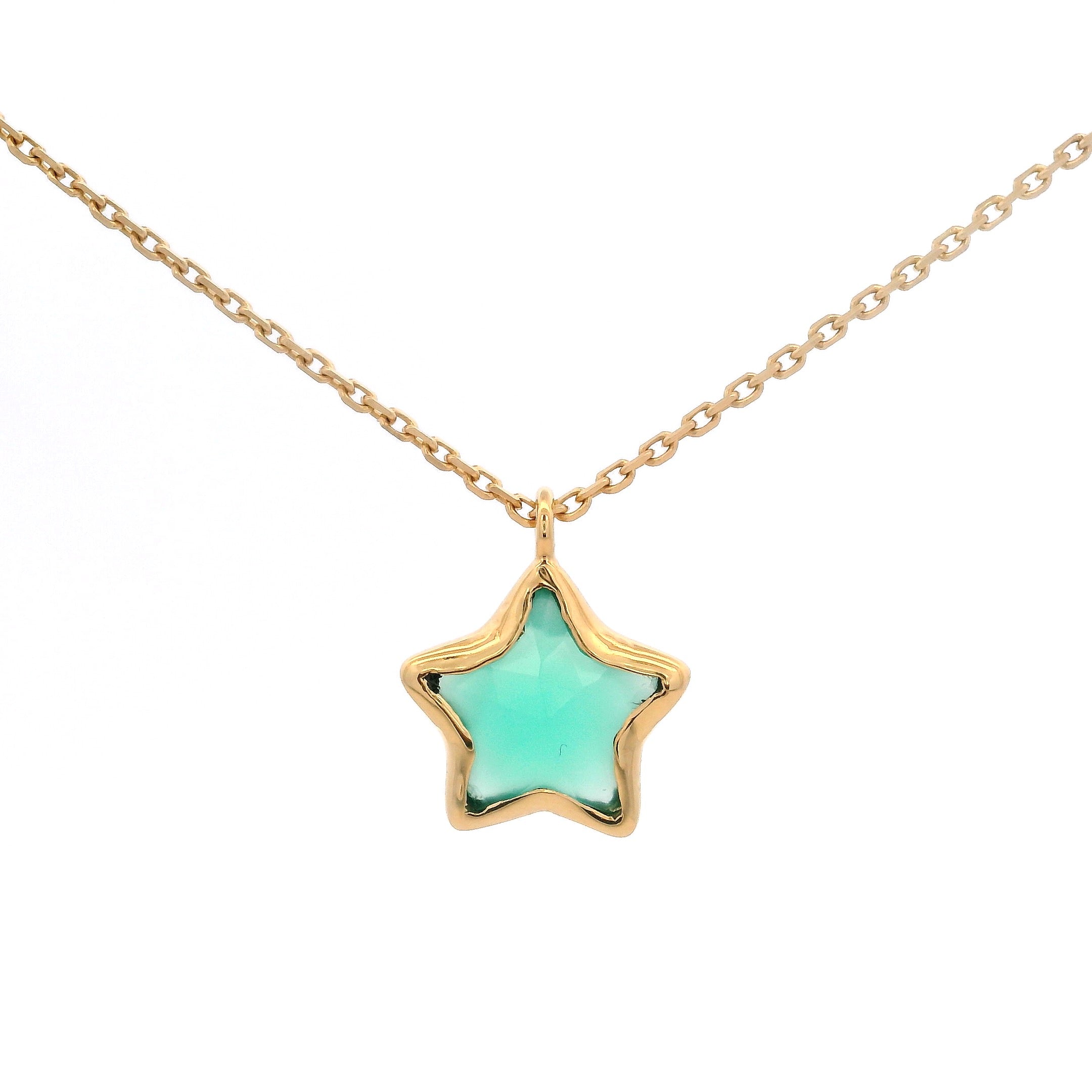 925YG STAR BEZEL ONYX GREEN NECKLACE
