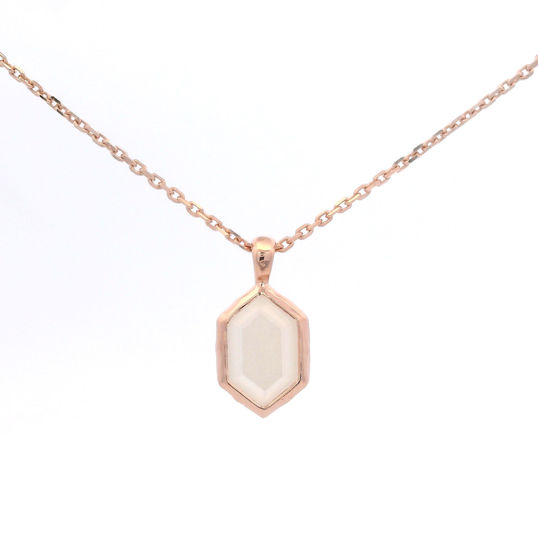 925RG HEXAGONAL BEZEL MOOSTONE NECKLACE