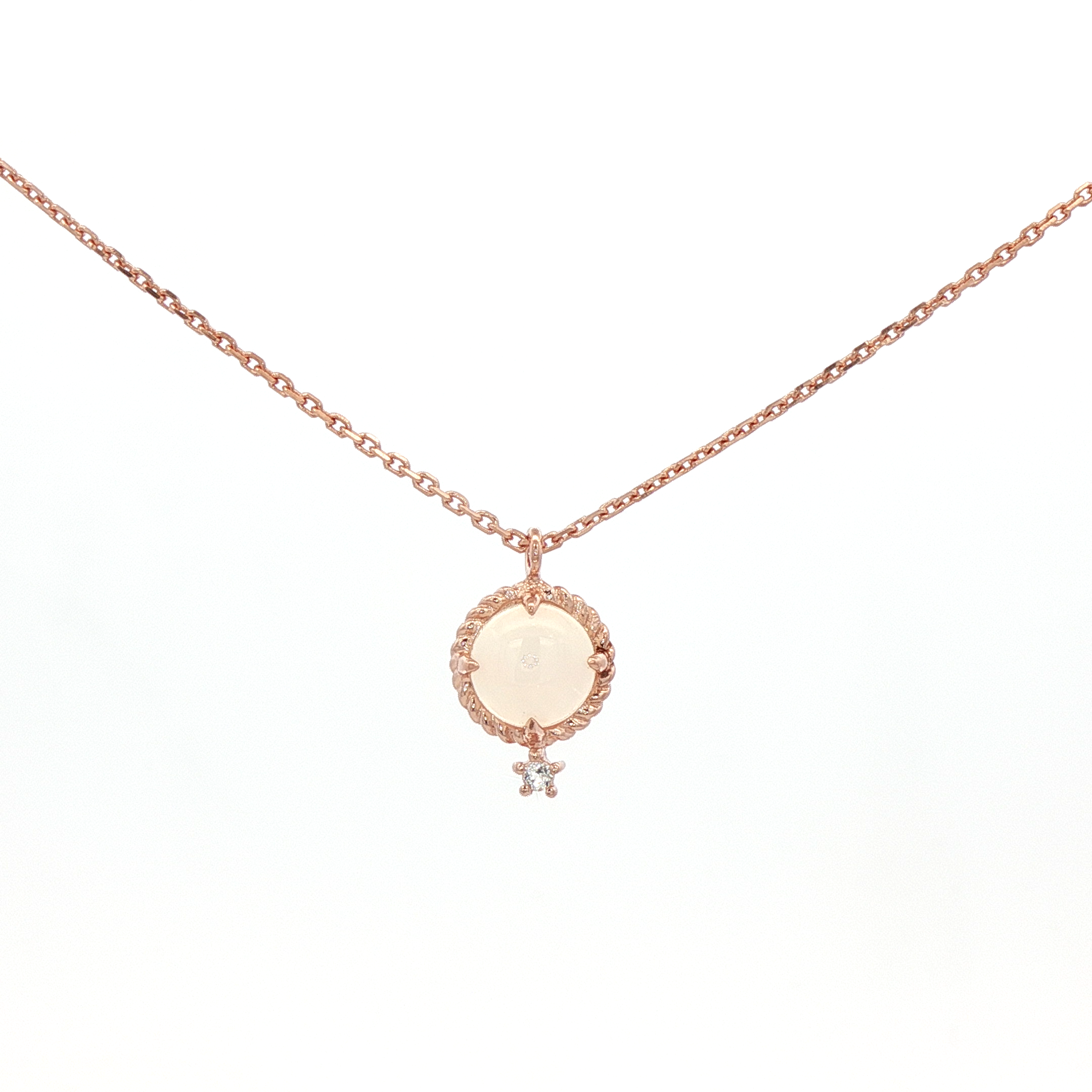 925RG DOME OPAL AND TOPAZ WHITE NECKLACE
