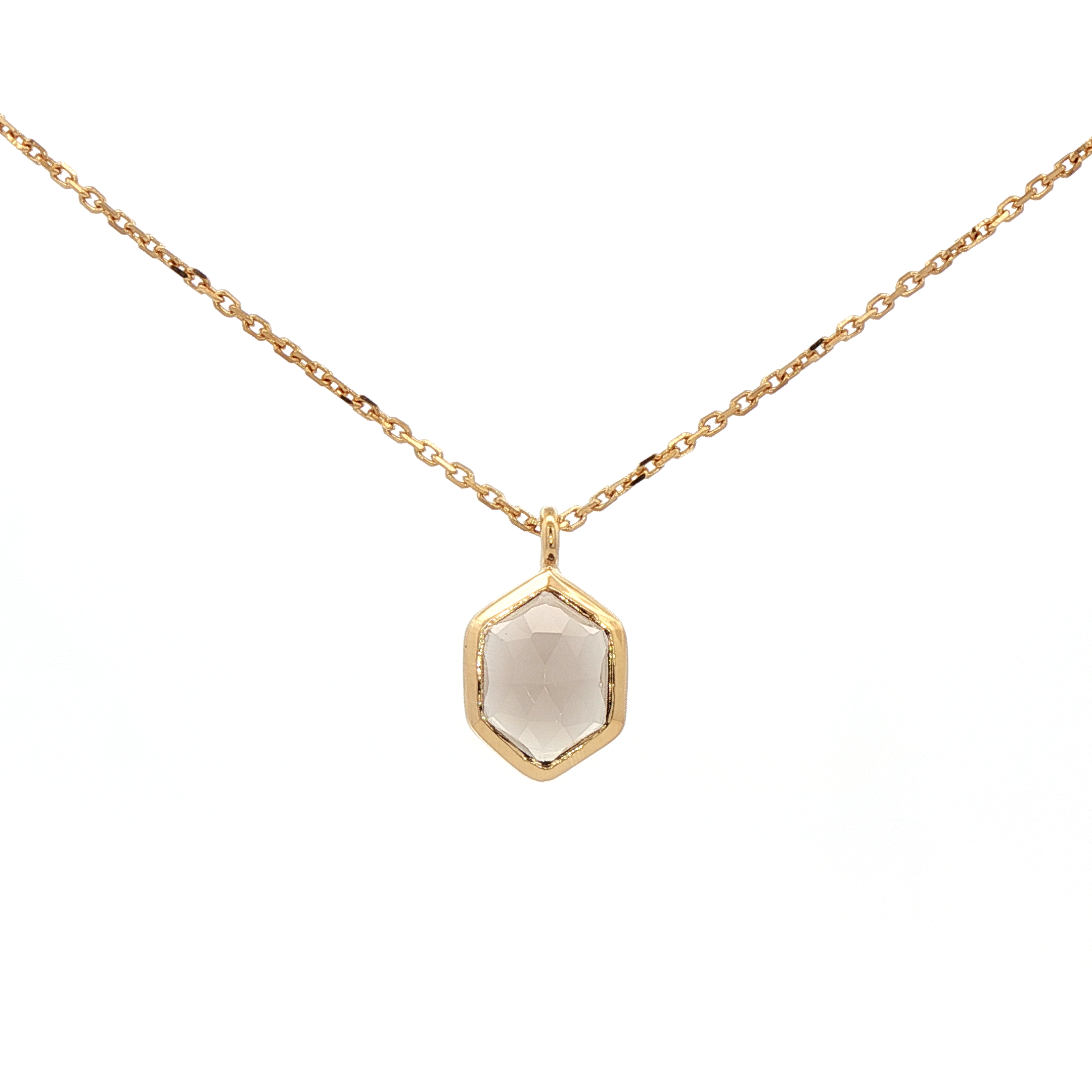 925YG HEXAGONAL SMOKY QUARTZ NECKLACE