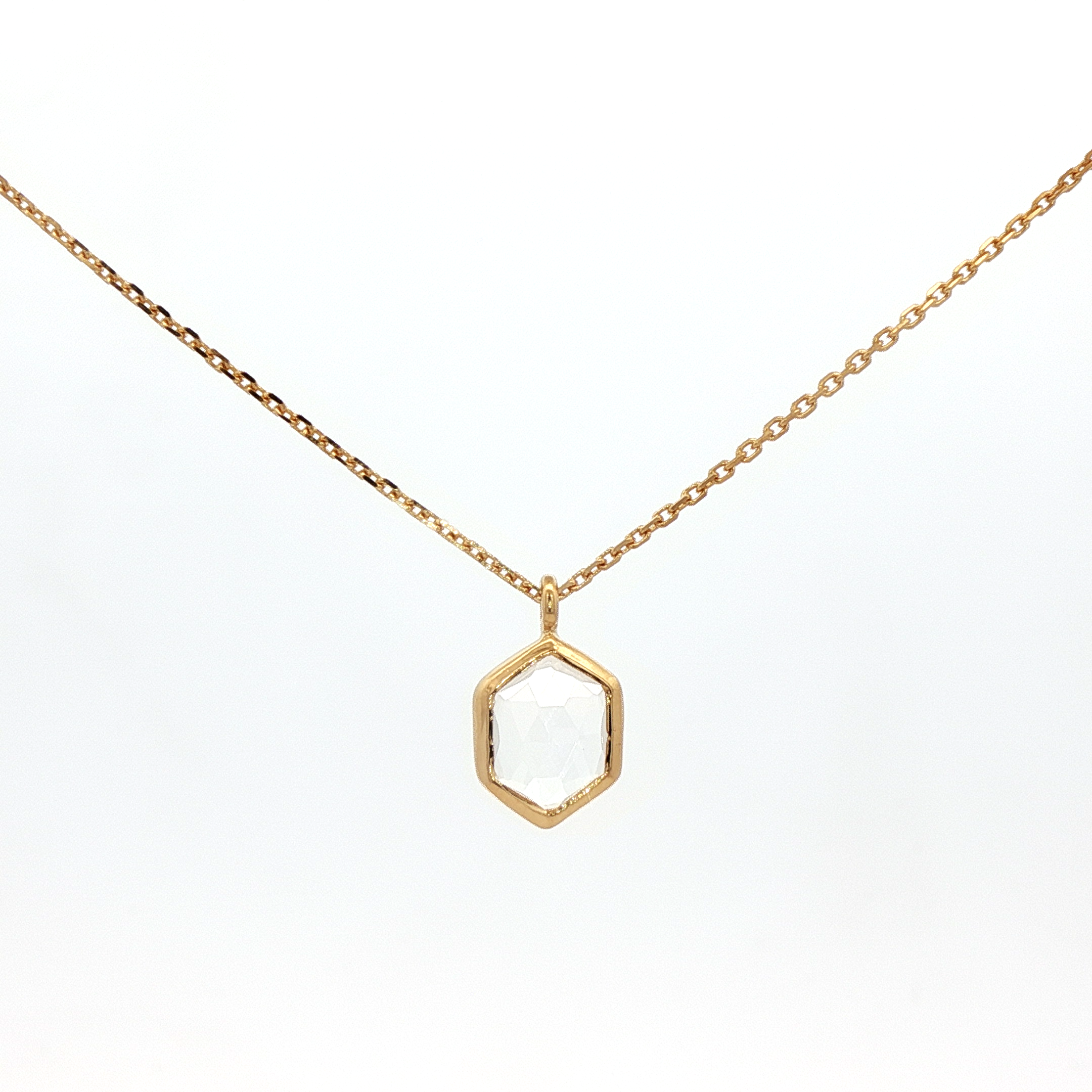 925YG HEXAGONAL ROCK CRYSTAL NECKLACE