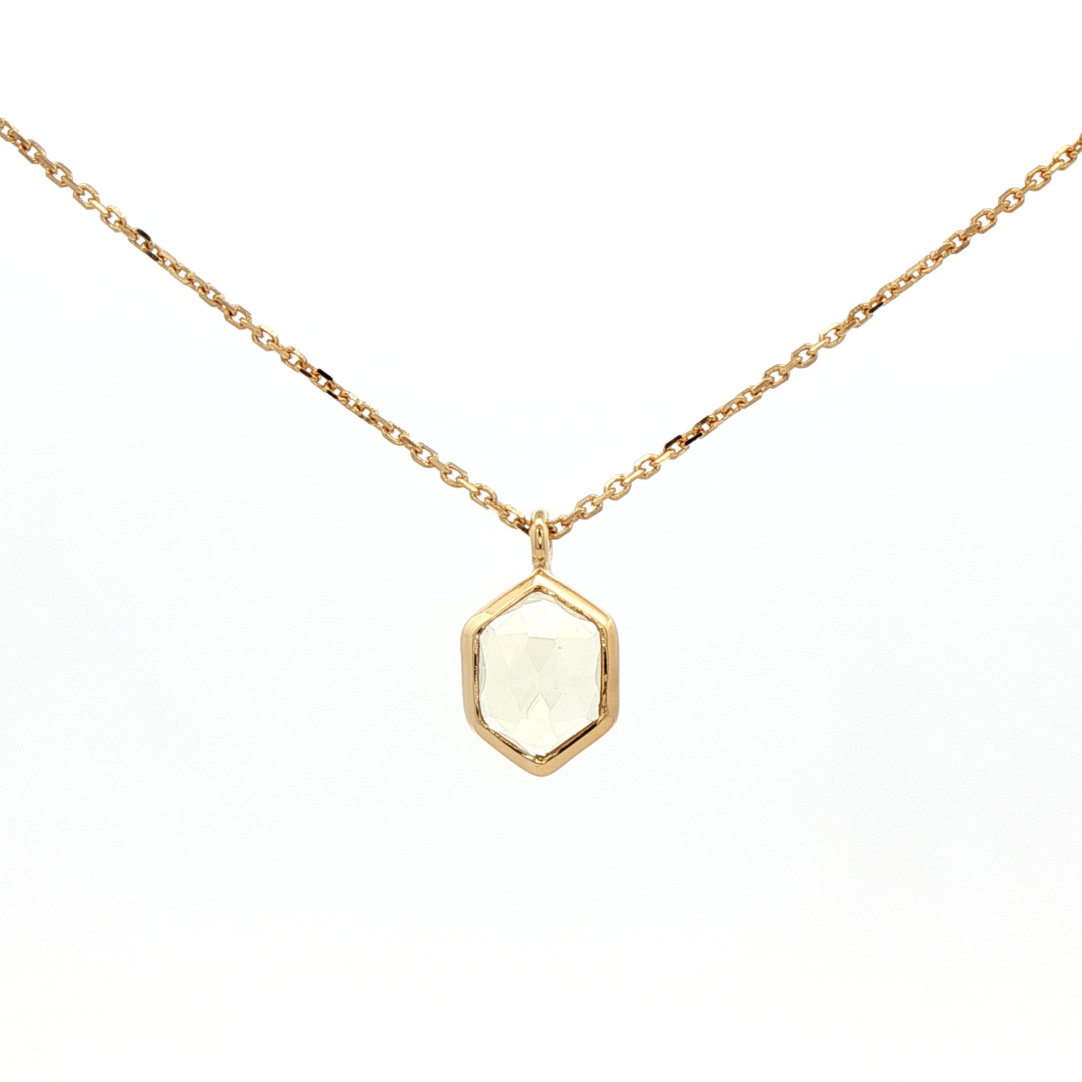 925YG HEXAGONAL LEMON QUARTZ NECKLACE