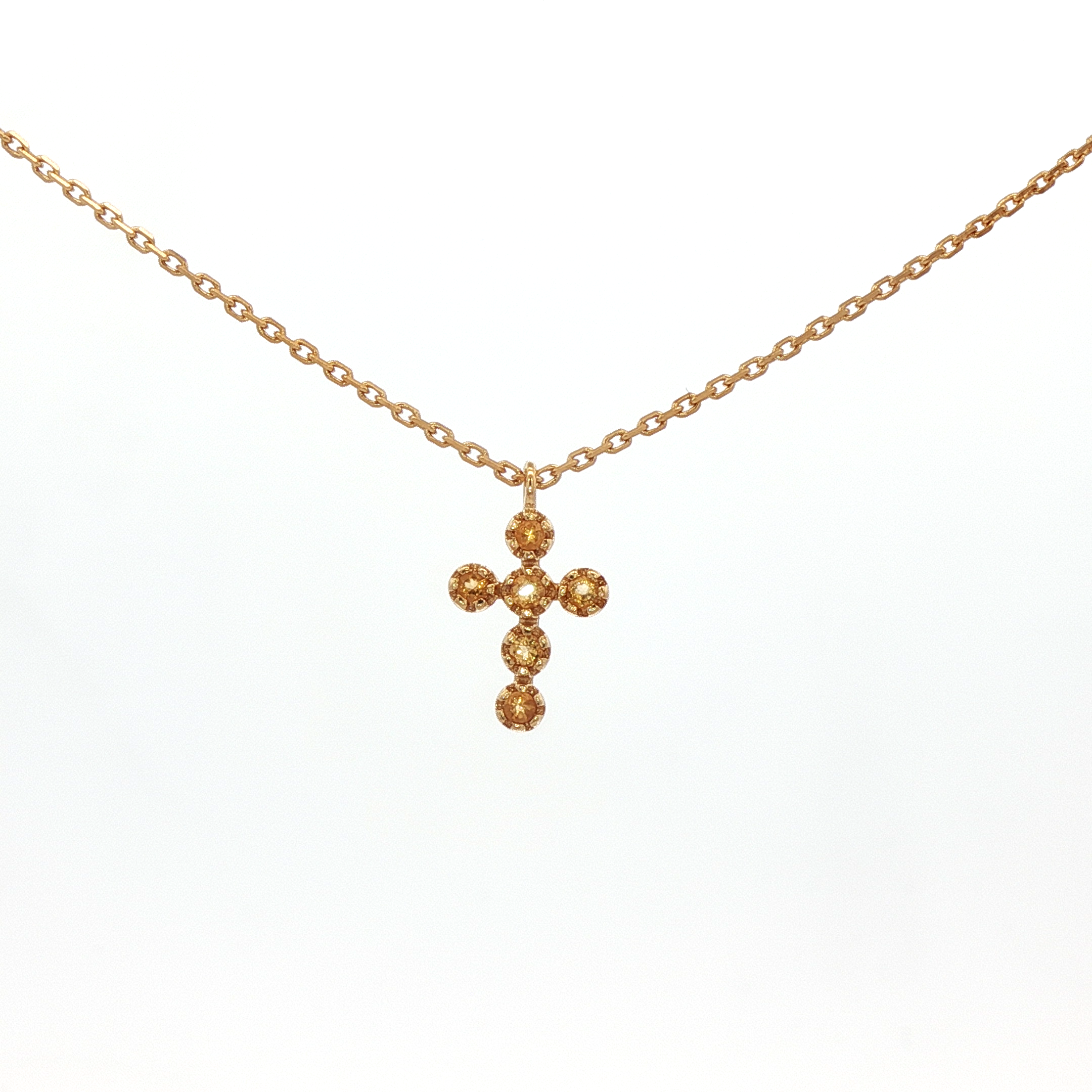 925YG CROOS BEZEL CITRINE NECKLACE