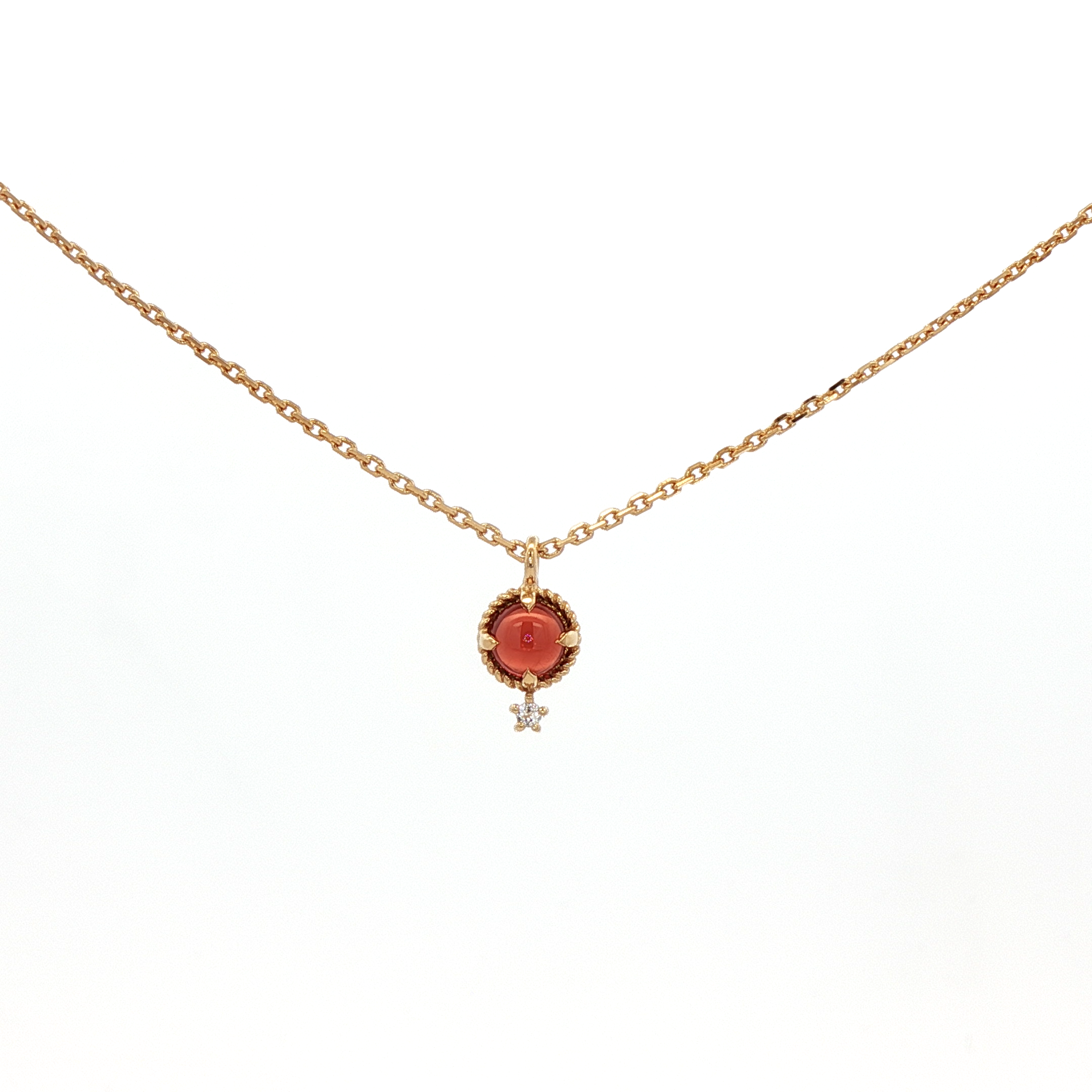 925YG MINI DOME GARNET AND TOPAZ WHITE NECKLACE